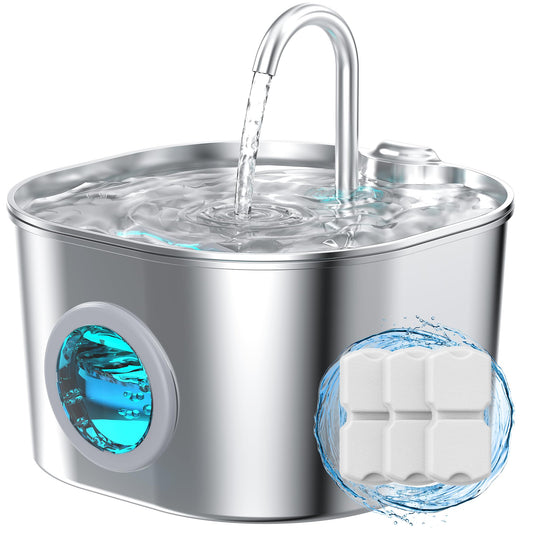 Fuente de agua para gatos de acero inoxidable: fuentes de mascotas para gatos o perros cuencos automáticos para beber dispensador de agua de animales pequeños, botella de agua de metal para mascotas,