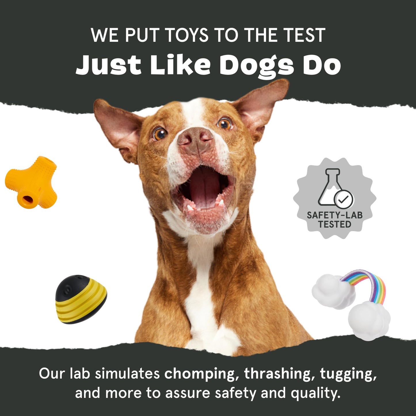 BarkBox Juguetes y masticables perfumados para perros con temática de alimentos, goma resistente y nailon súper masticador dispensador de golosinas, bolas y juguetes de dentición para perros y cachorros pequeños, medianos y grandes, baquetas para el día d
