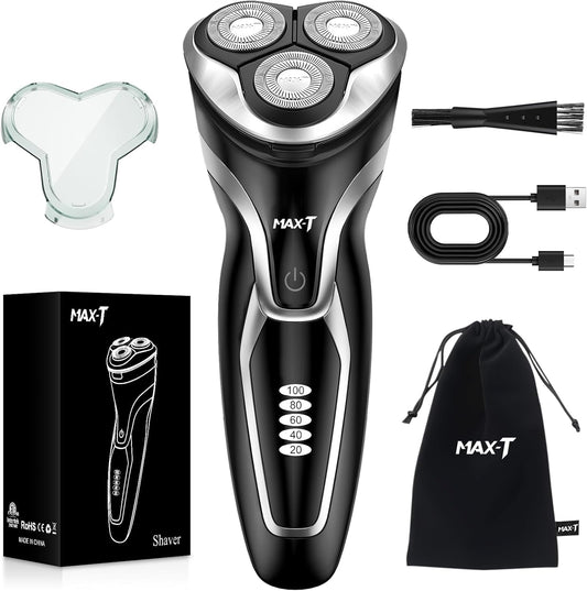 Maquinilla de Afeitar Eléctrica MAX-T Negro Recargable en Seco y Húmedo para Hombre