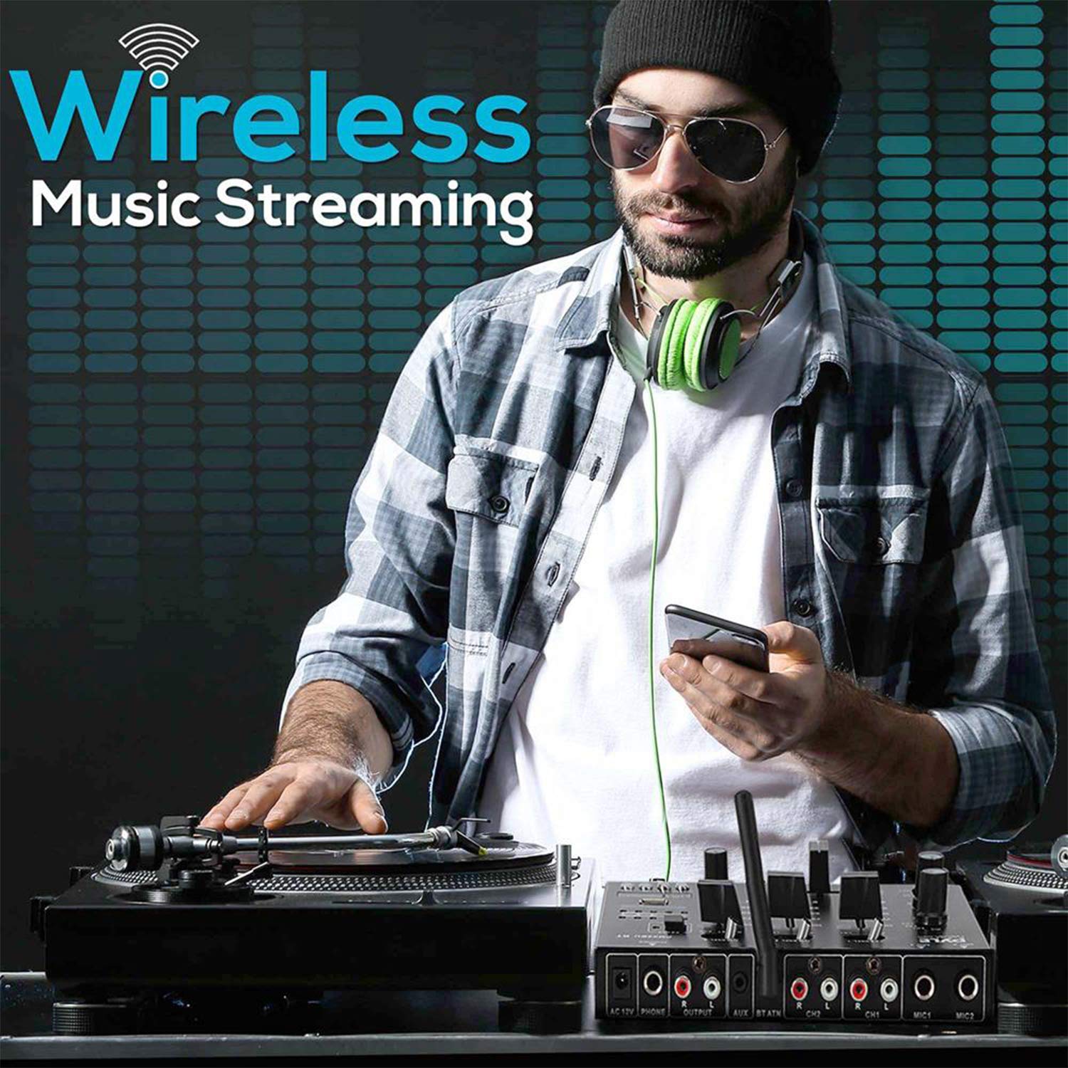Mezclador de Sonido Pyle Blanco Inalámbrico para DJ con Bluetooth y USB