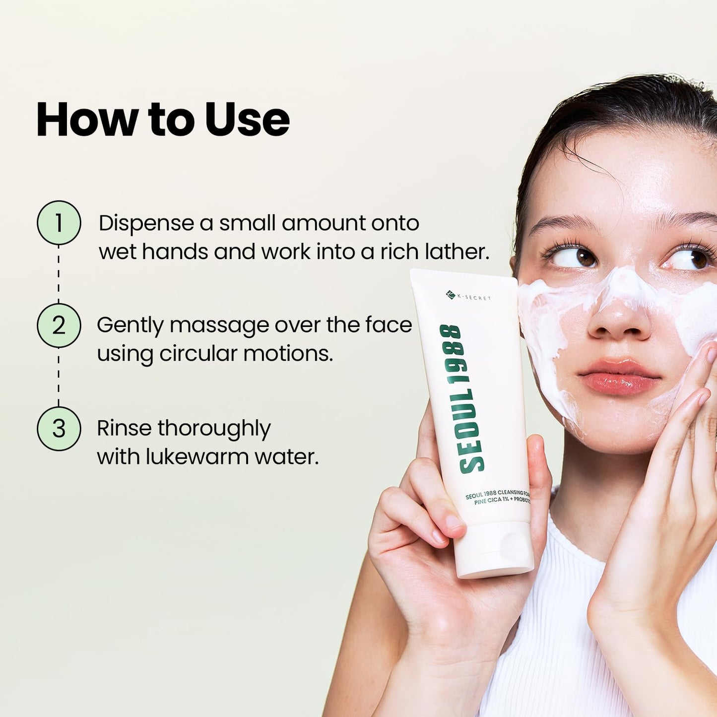 K-SECRET SEOUL 1988 Cica Cleansing Foam – Deep Pore Cleansing & Soothing Care | Daily Facial Cleanser for Sensitive Skin | Korean Skincare, 150ml / 5.07 fl oz