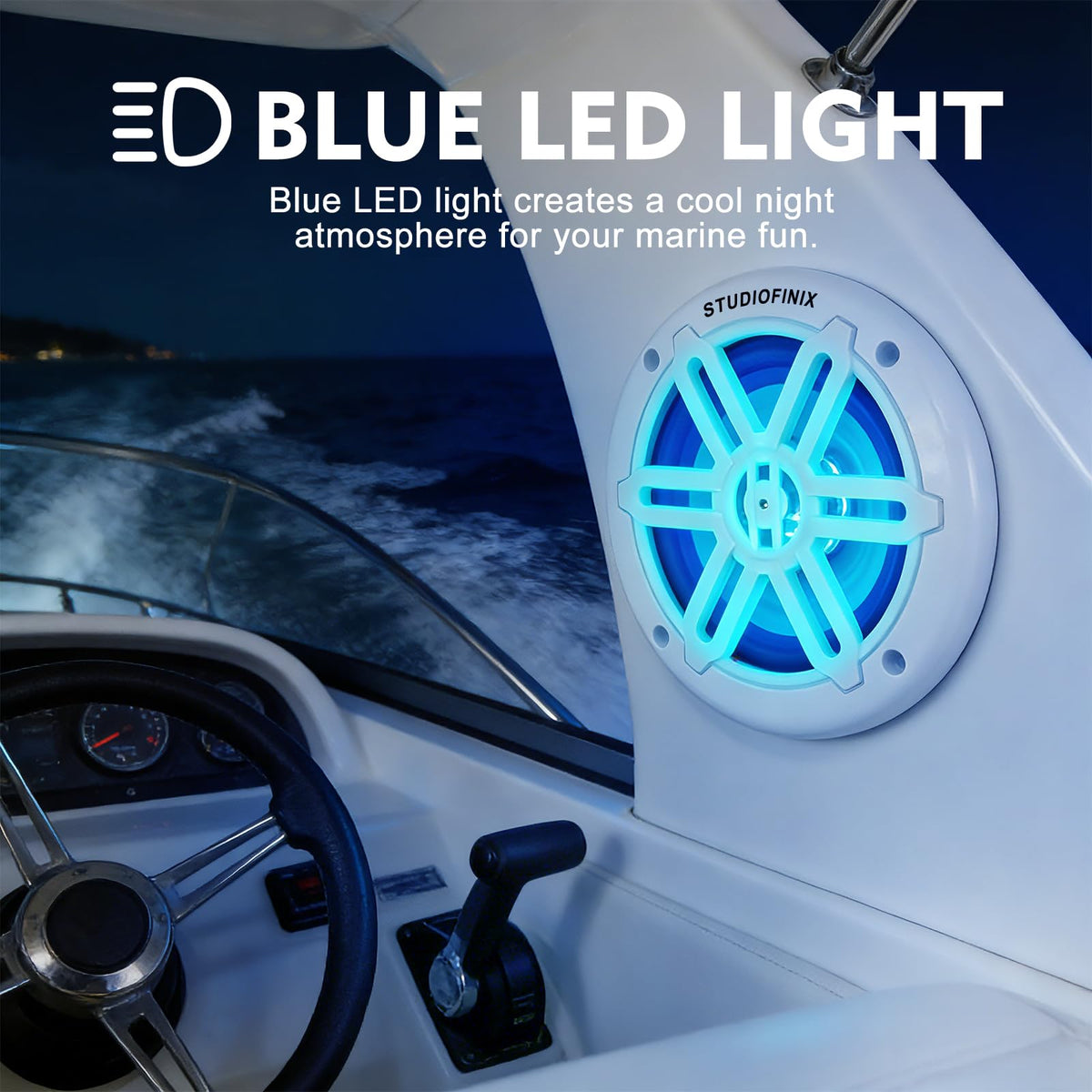 Altavoces Marinos Studiofinix Blanco 700W 6,5 Pulgadas con Luces LED Resistentes a la Intemperie
