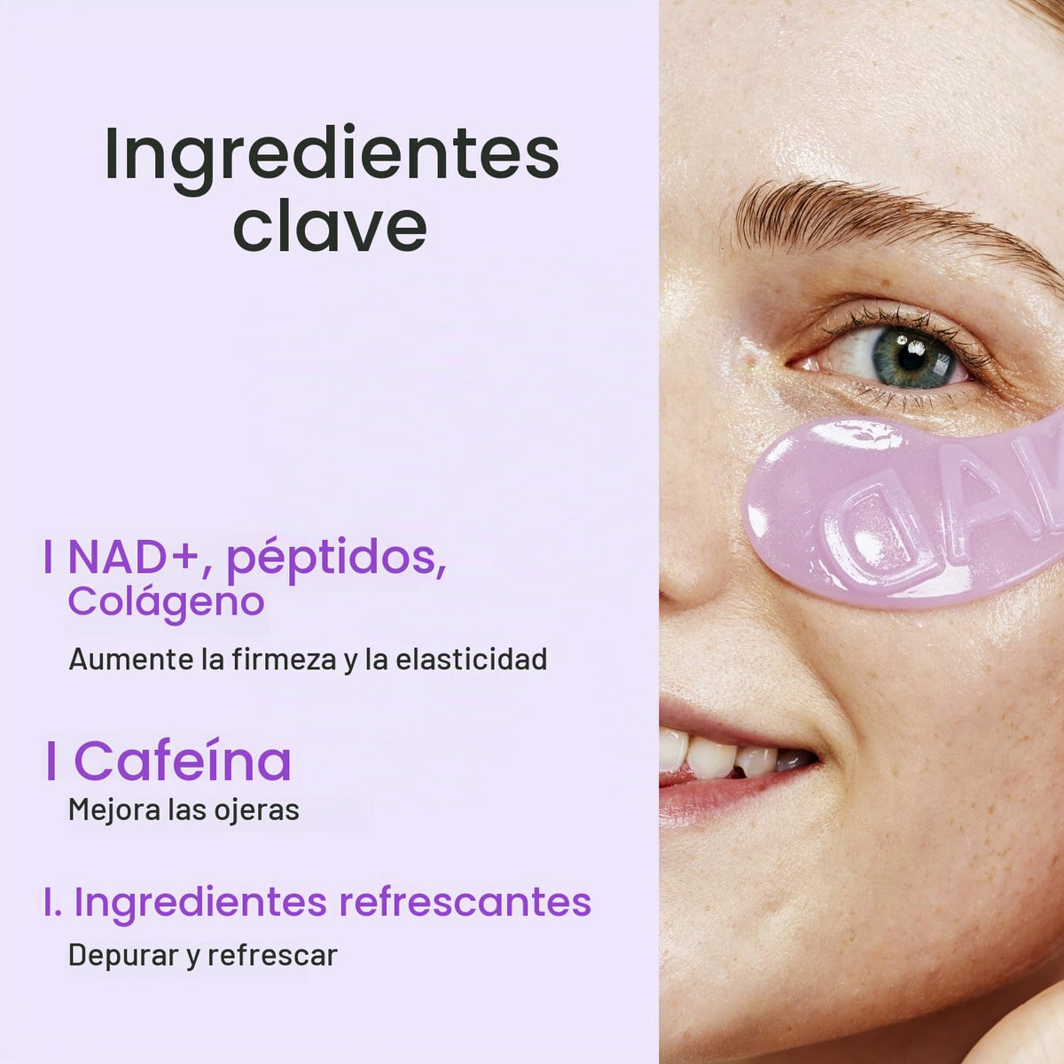 numbuzin Parches Para Ojos N.° 9 | Parches De Colágeno Nad+ Para El Contorno De Ojos | Ojeras, Efecto Refrescante, Reduce La Hinchazón, Arrugas Con Péptidos, Cafeína Y Niacinamida | Reafirmante Y Volu