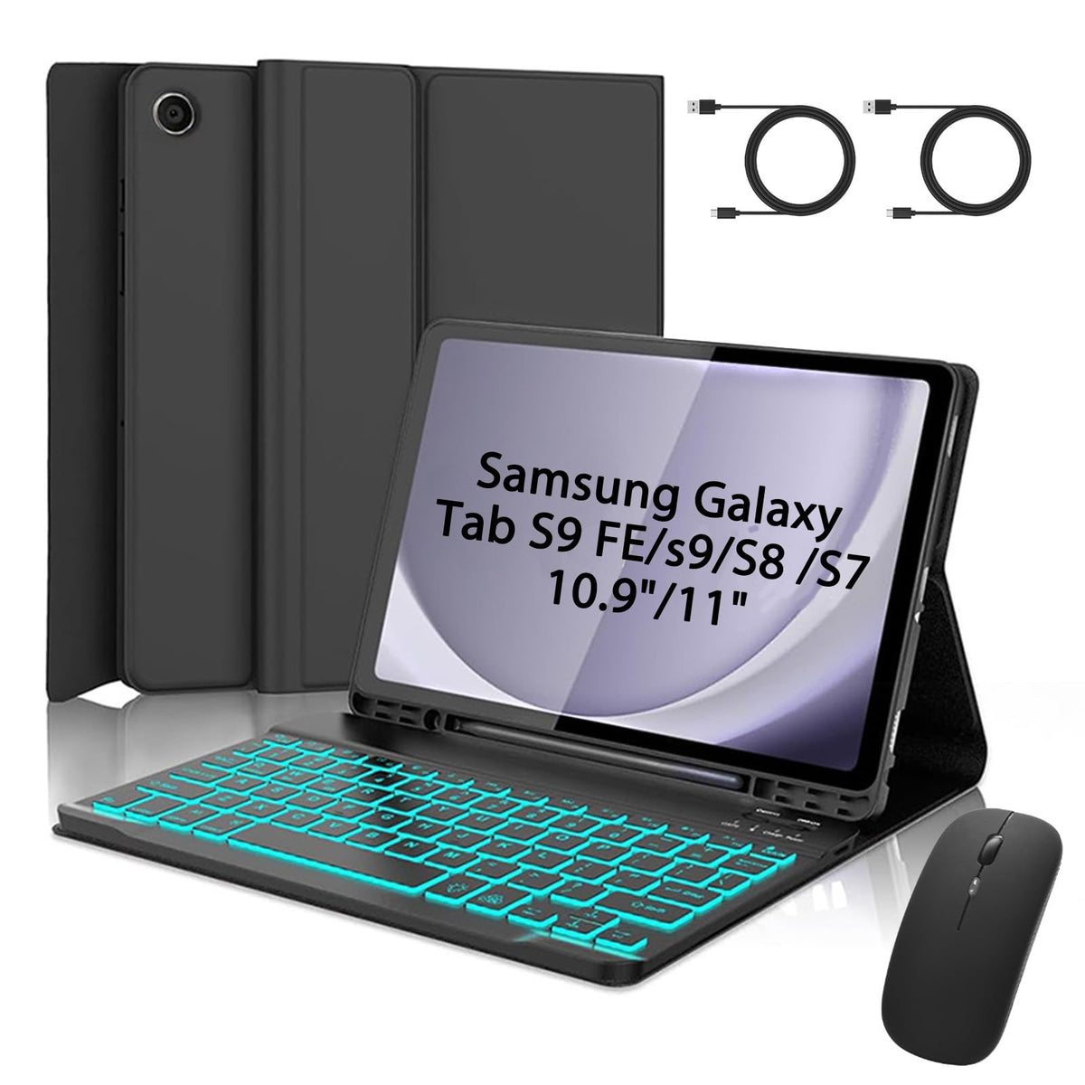 Funda con Teclado JUGZCXD Negro Compatible para Samsung Galaxy Tab S10FE 10.9 Pulgadas