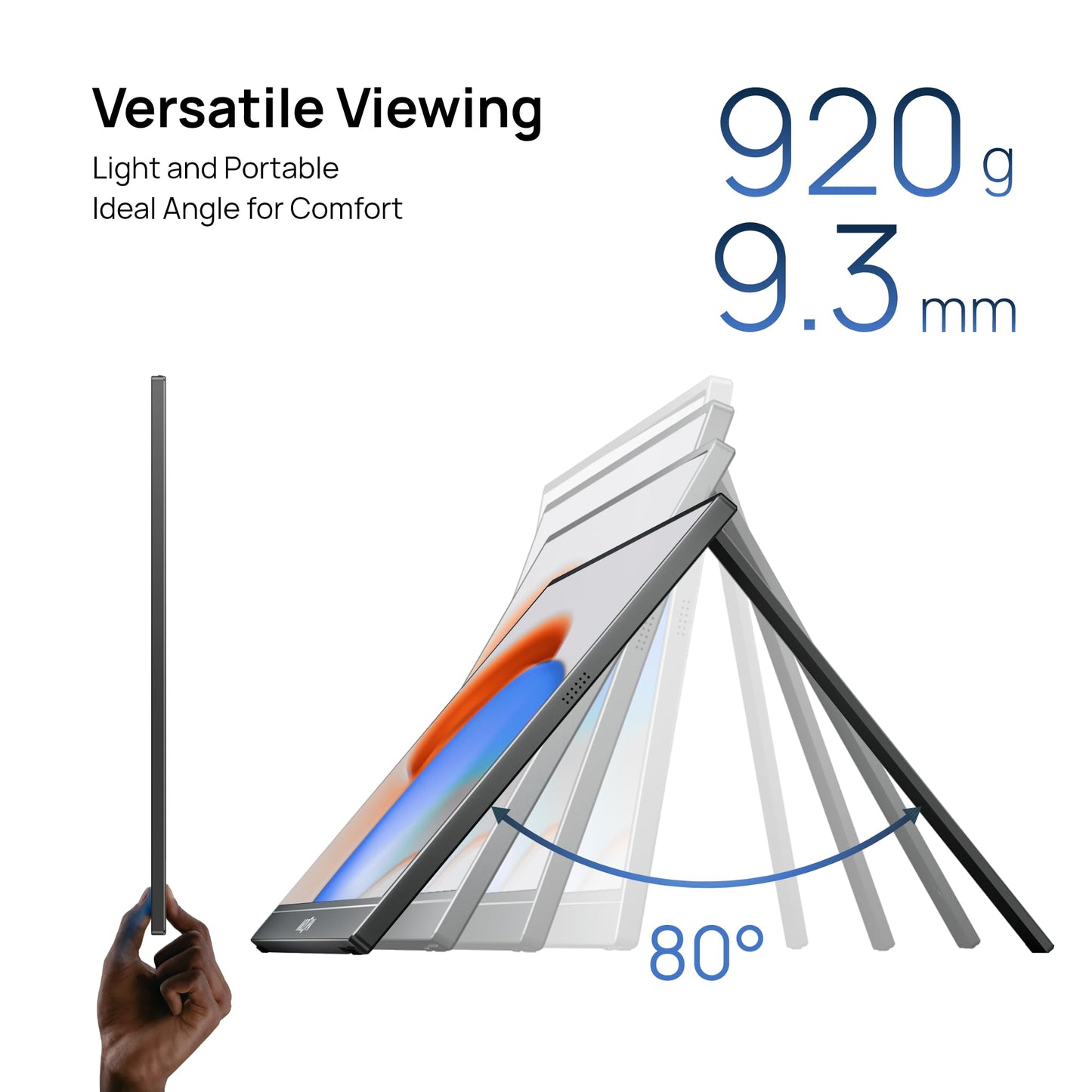 ARZOPA Monitor Portátil 17.3", 1080P FHD 103% sRGB IPS Monitor Portátil Monitor Gaming Soporte Integrado HDMI USB C Pantalla Externa con Altavoces Duales para PC Mac Teléfono Xbox Switch PS5 - A1M