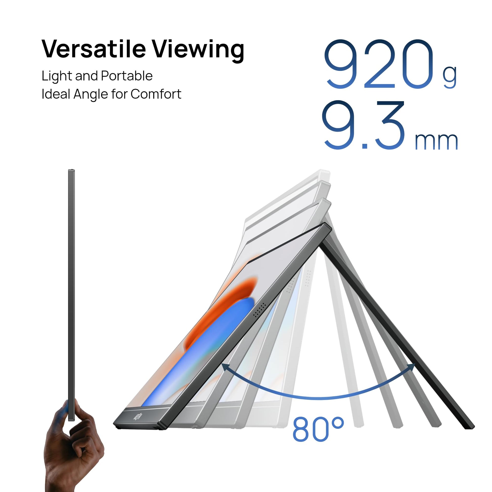 ARZOPA Monitor Portátil 17.3", 1080P FHD 103% sRGB IPS Monitor Portátil Monitor Gaming Soporte Integrado HDMI USB C Pantalla Externa con Altavoces Duales para PC Mac Teléfono Xbox Switch PS5 - A1M