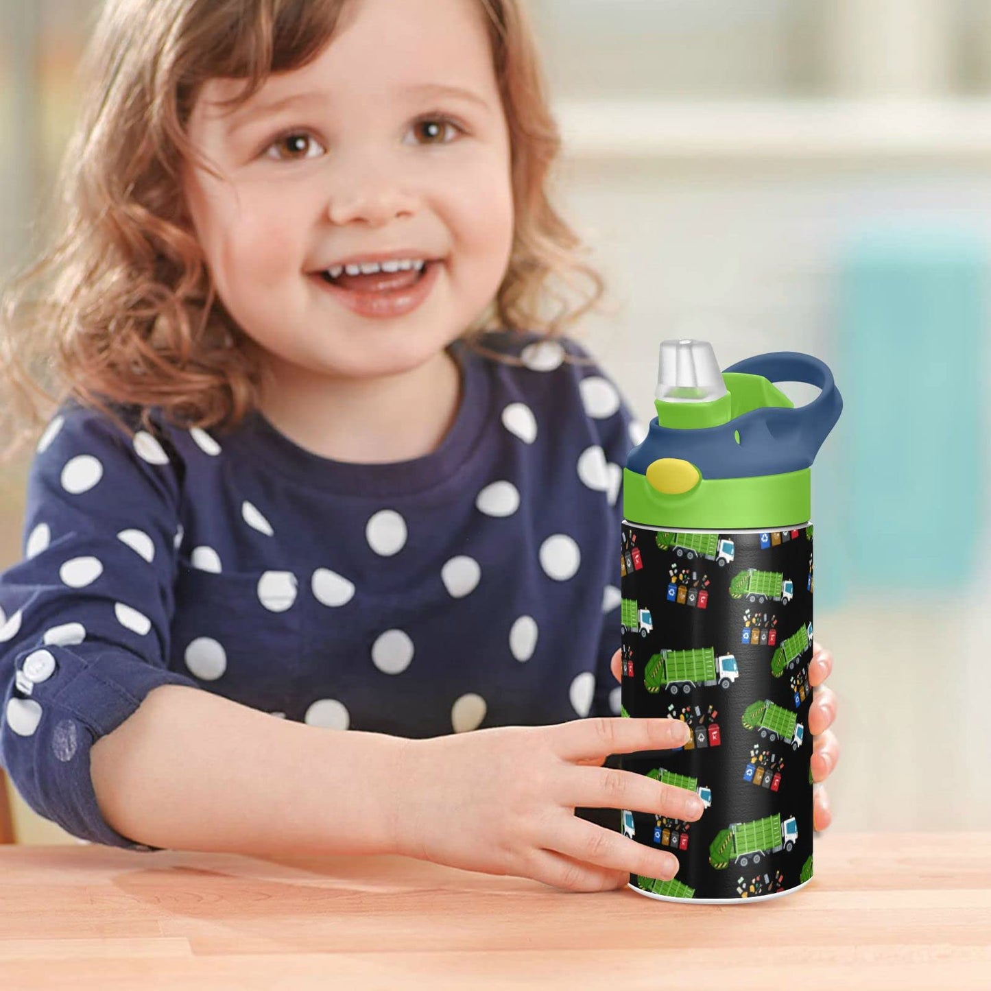 Botella de agua de acero inoxidable para niños, botella de agua aislada al aspiradora de acero inoxidable de 12 onzas para niños y niños, botellas aisladas al aspiradora de doble pared (reciclaje de