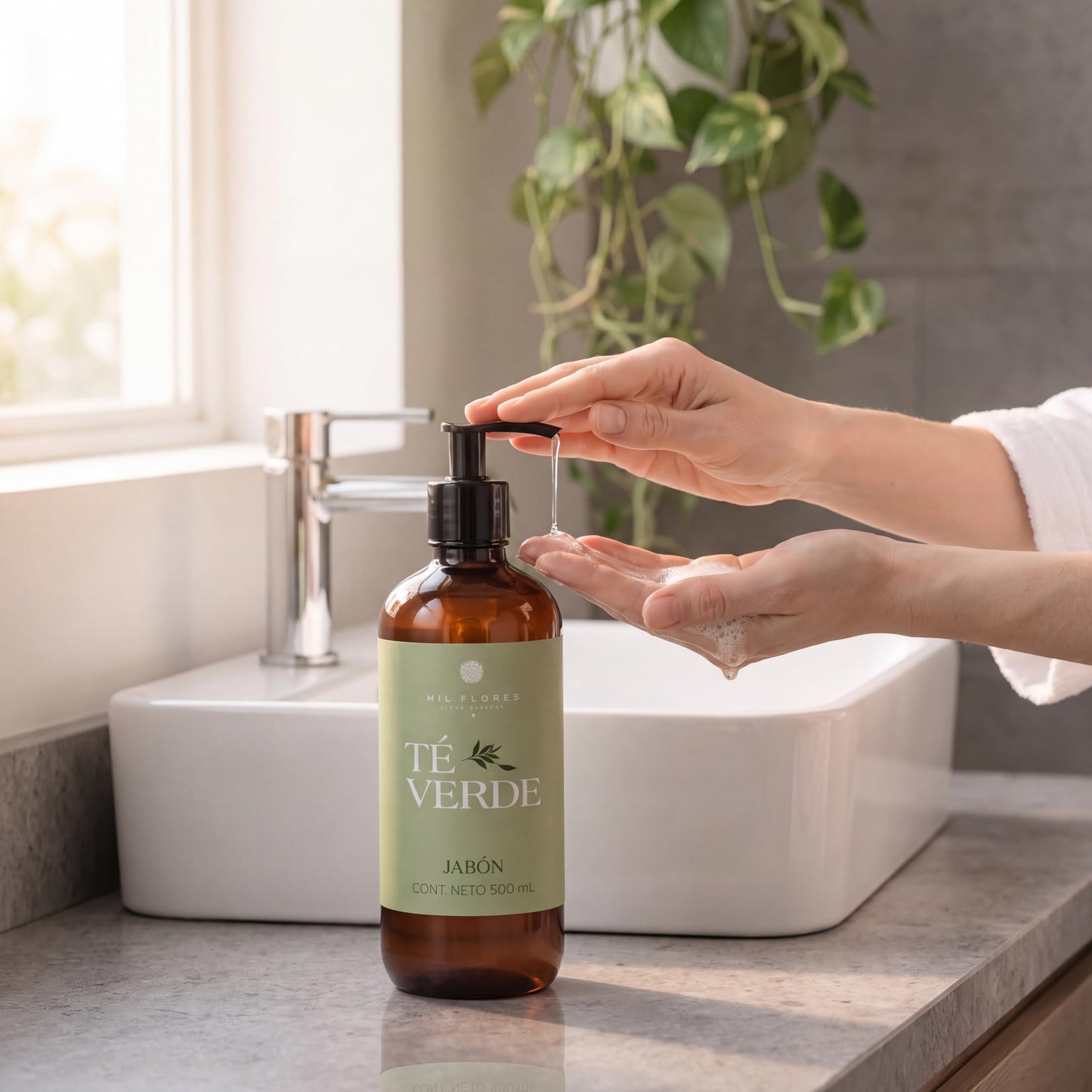 Mil Flores — Jabón Líquido Premium para Manos 500 ml TÉ VERDE | Ritual de Aromaterapia | Hidrata y Cuida la Piel | Esencias 100% Naturales