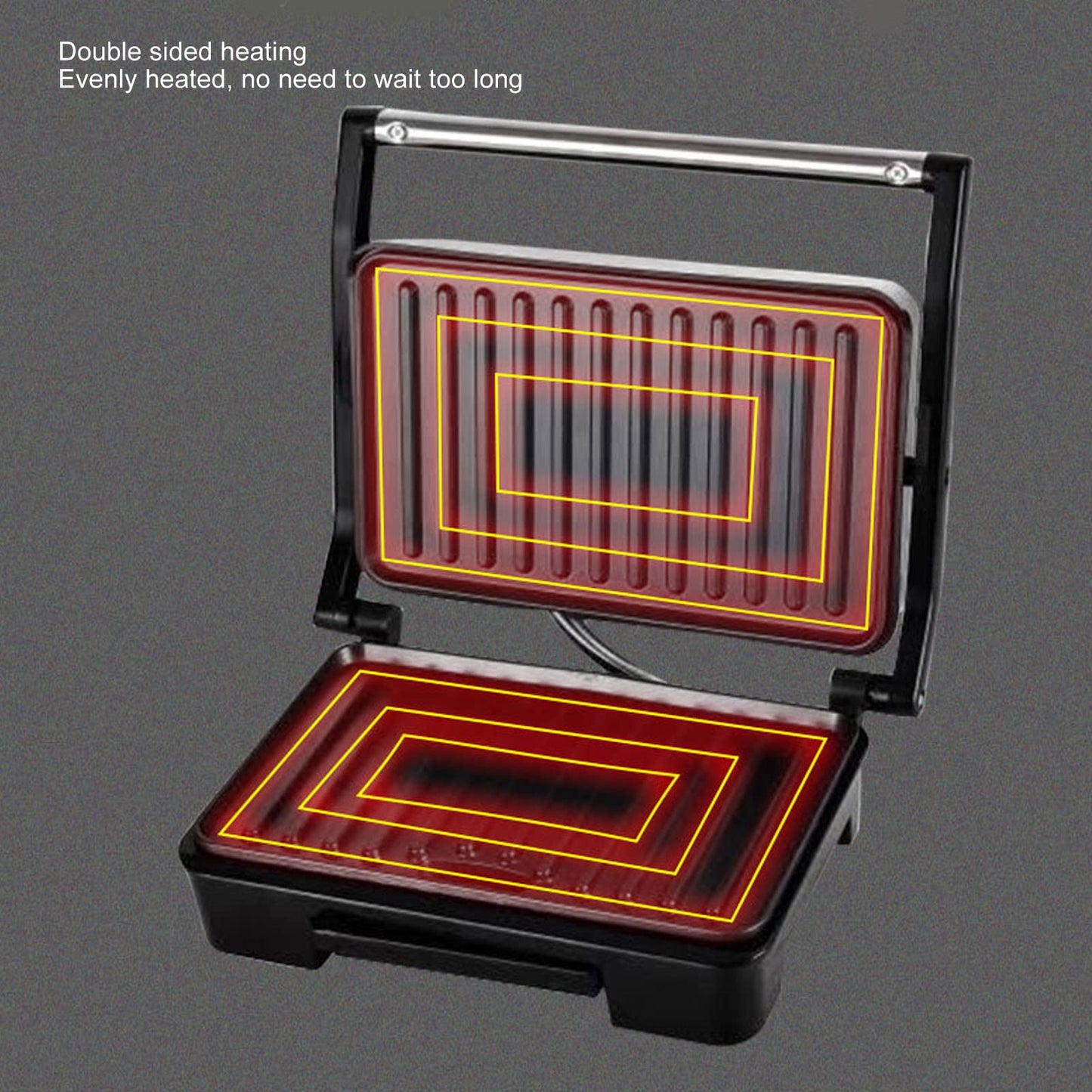 Atyhao Panini Press Grill, EE. UU. 110 V Sandwicheras para Interiores Antiadherente Calentador de Pan de Doble Cara, Cocina Eléctrica Desayuno Parrilla Versátil Olla