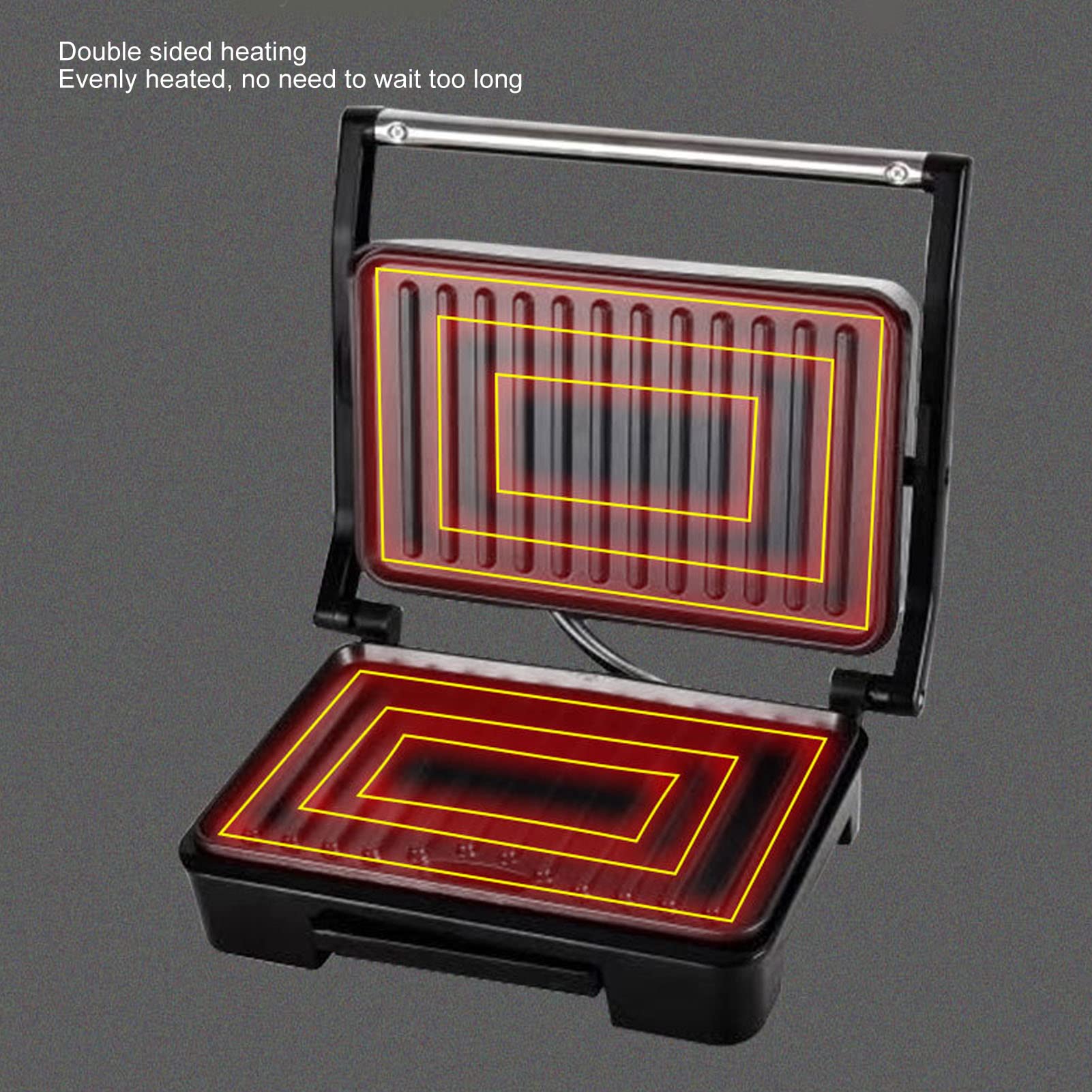 Atyhao Panini Press Grill, EE. UU. 110 V Sandwicheras para Interiores Antiadherente Calentador de Pan de Doble Cara, Cocina Eléctrica Desayuno Parrilla Versátil Olla