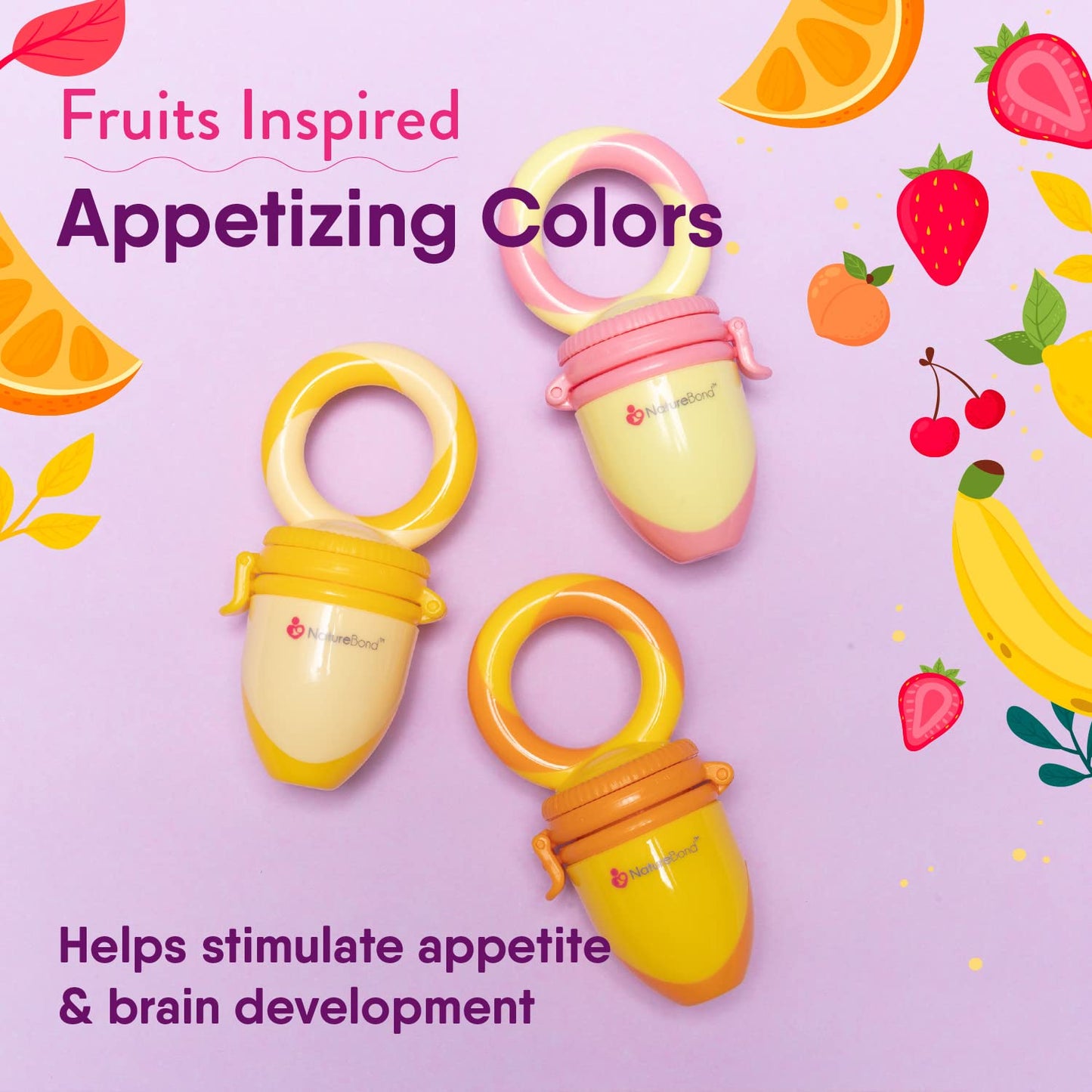 Alimentador antiahogo bebe, chupete fruta bebe de NatureBond (2 piezas), mordedores bebes | Además incluye bolsitas de silicona de todos los tamaños (Peach Pink)