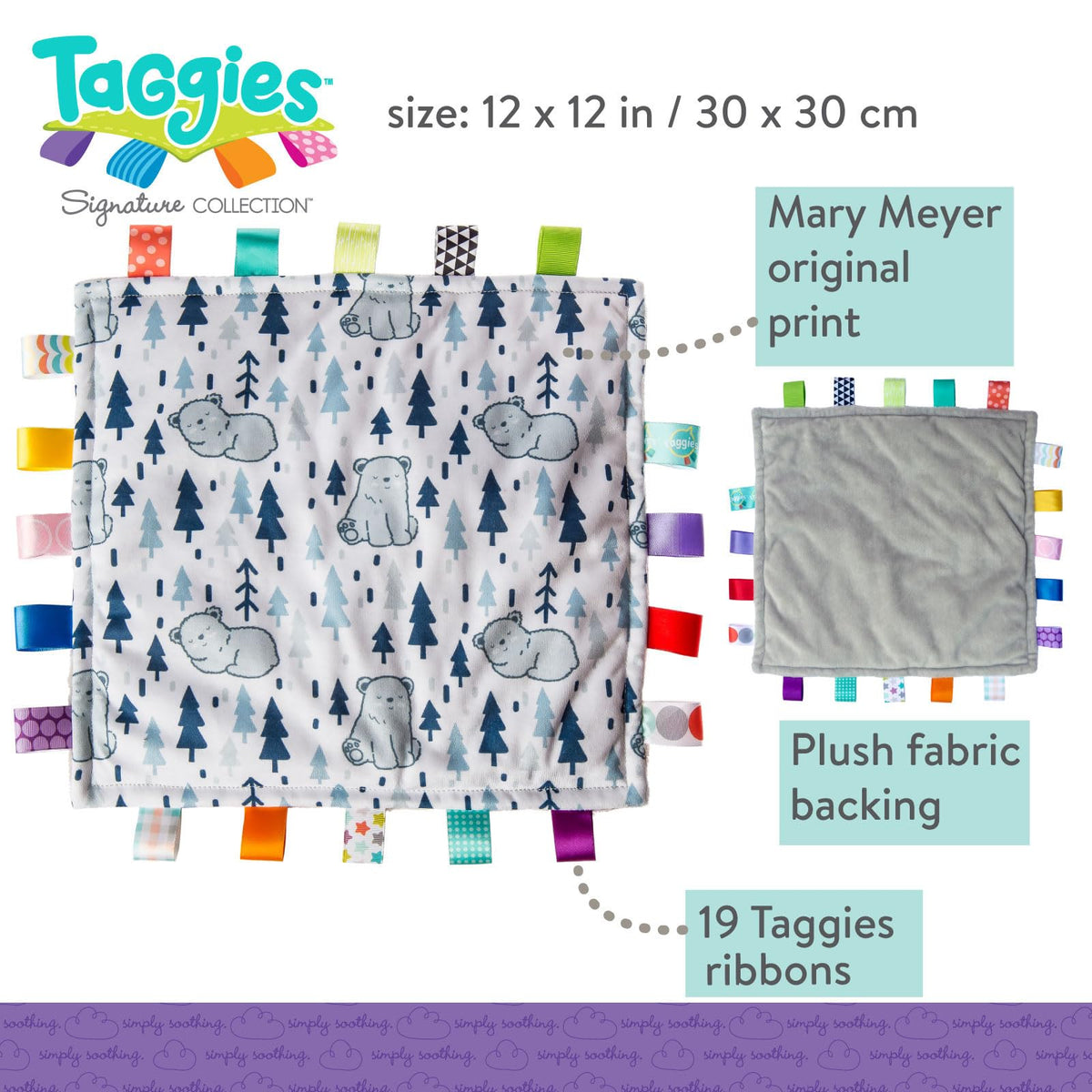 Taggies Manta Original, 12 x 12 Pulgadas, Osos cómodos