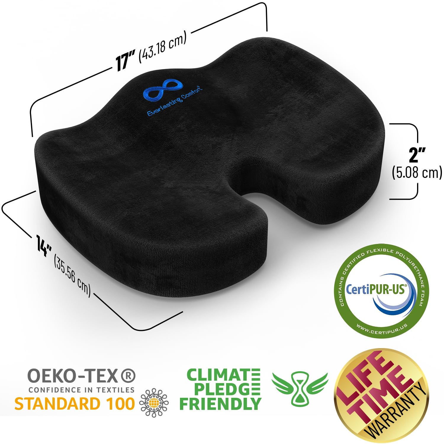 Almohada Lumbar Everlasting Comfort Viscoelástica Alta Calidad para Apoyo y Comodidad en Silla de Oficina