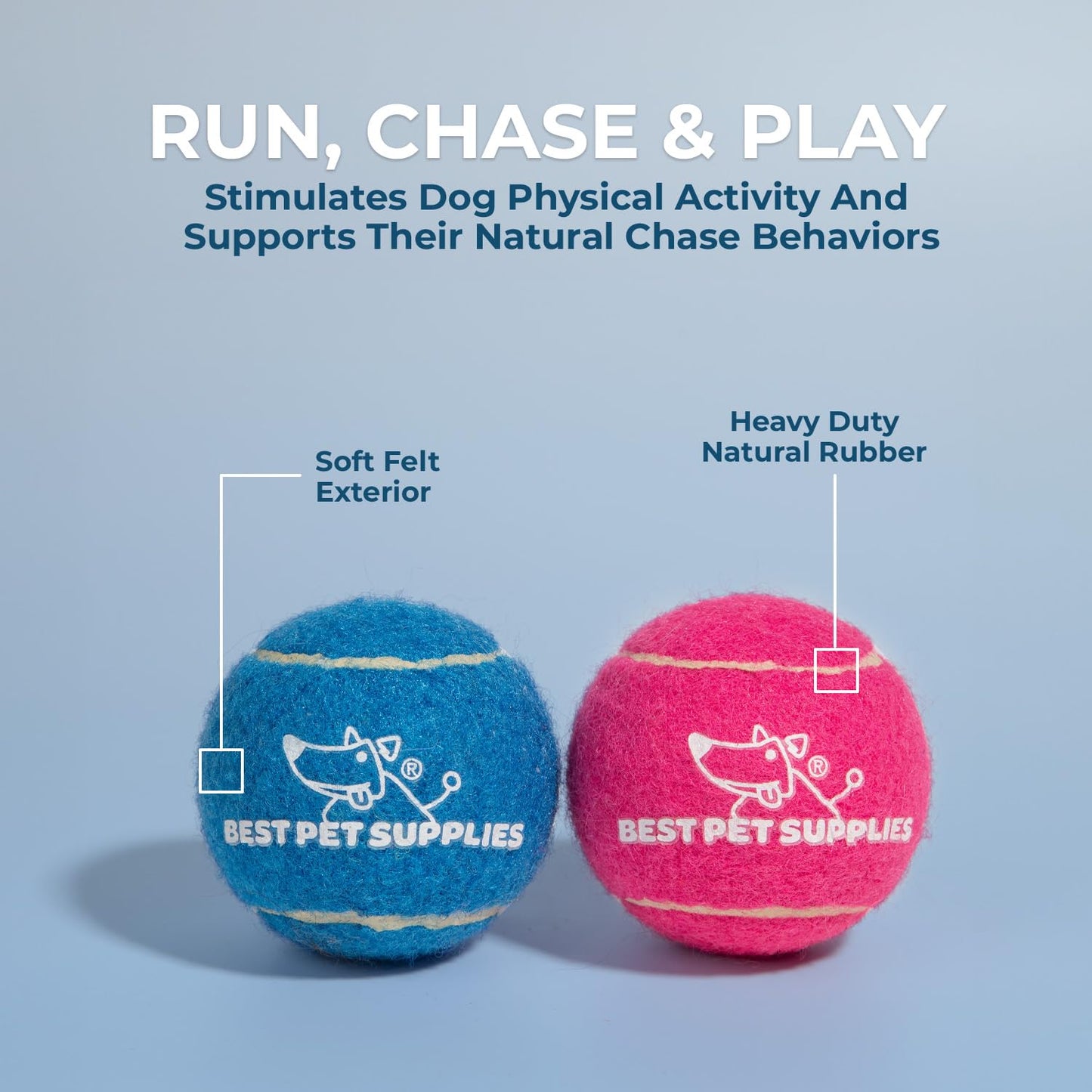 Best Pet Supplies - Pelotas de Tenis chirriantes para Perros, Paquete de 8, Juguetes interactivos de Alta Resistencia para lanzar y Buscar, apoya el Ejercicio y el Entrenamiento de Comportamiento