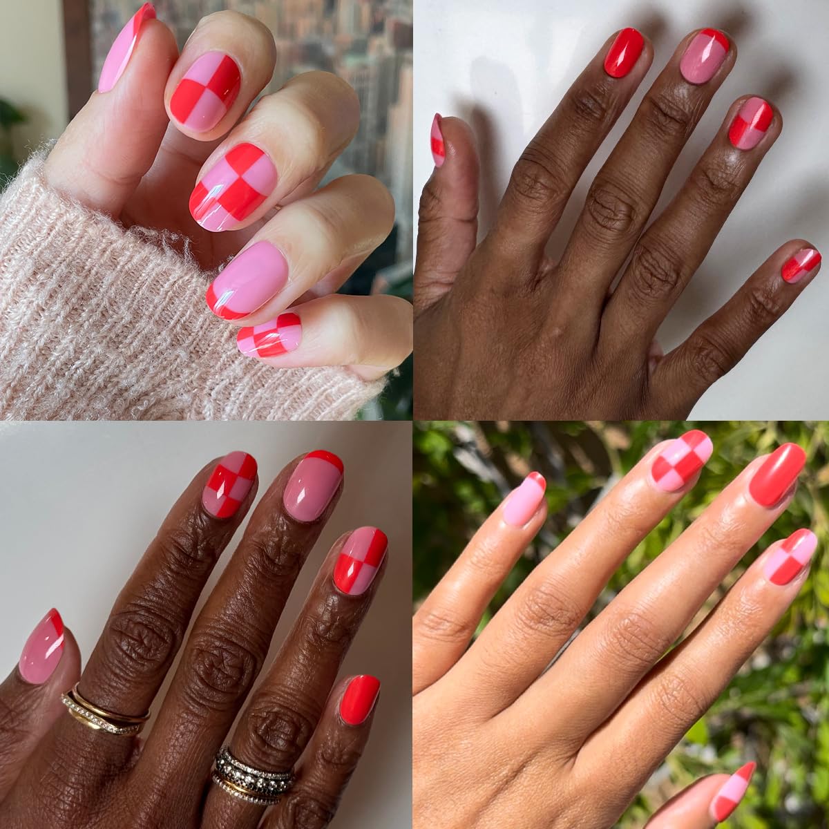 Olive & June Uñas postizas Classic Super Stick Mani | No se necesita pegamento | 32 pestañas, 16 tamaños | Pestañas no tóxicas, fáciles de poner y quitar, aspecto realista que no daña las uñas | Durac