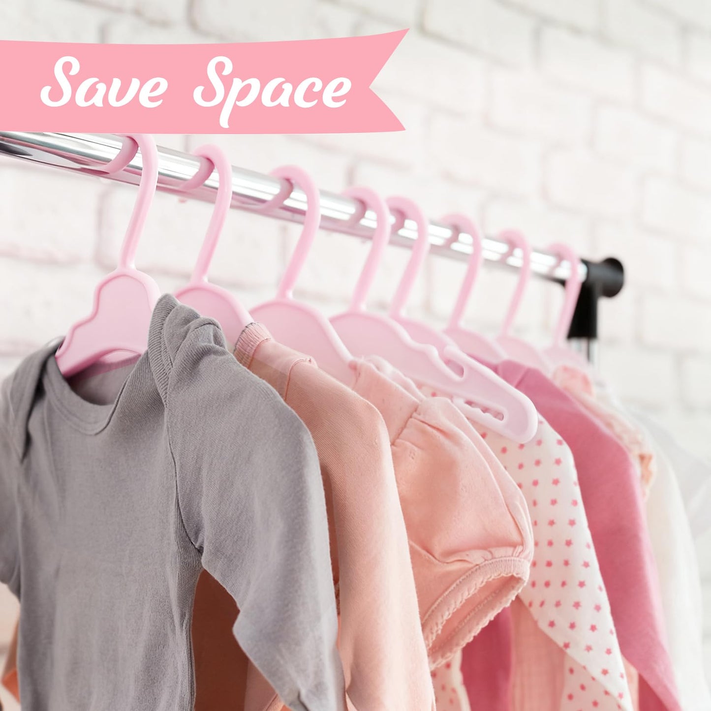 XEQWZVFR - 60 perchas de ropa para muñecas de 18 pulgadas, color rosa, resistentes, sin curvas, antideslizantes, para colgar ropa, para ahorrar espacio, para niñas, muñecas, vestido, vestido, casa de