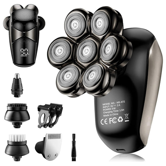 Afeitadora Eléctrica SHPAVVER Negra 5 en 1 con Cuchillas de Precisión Impermeable para Hombres
