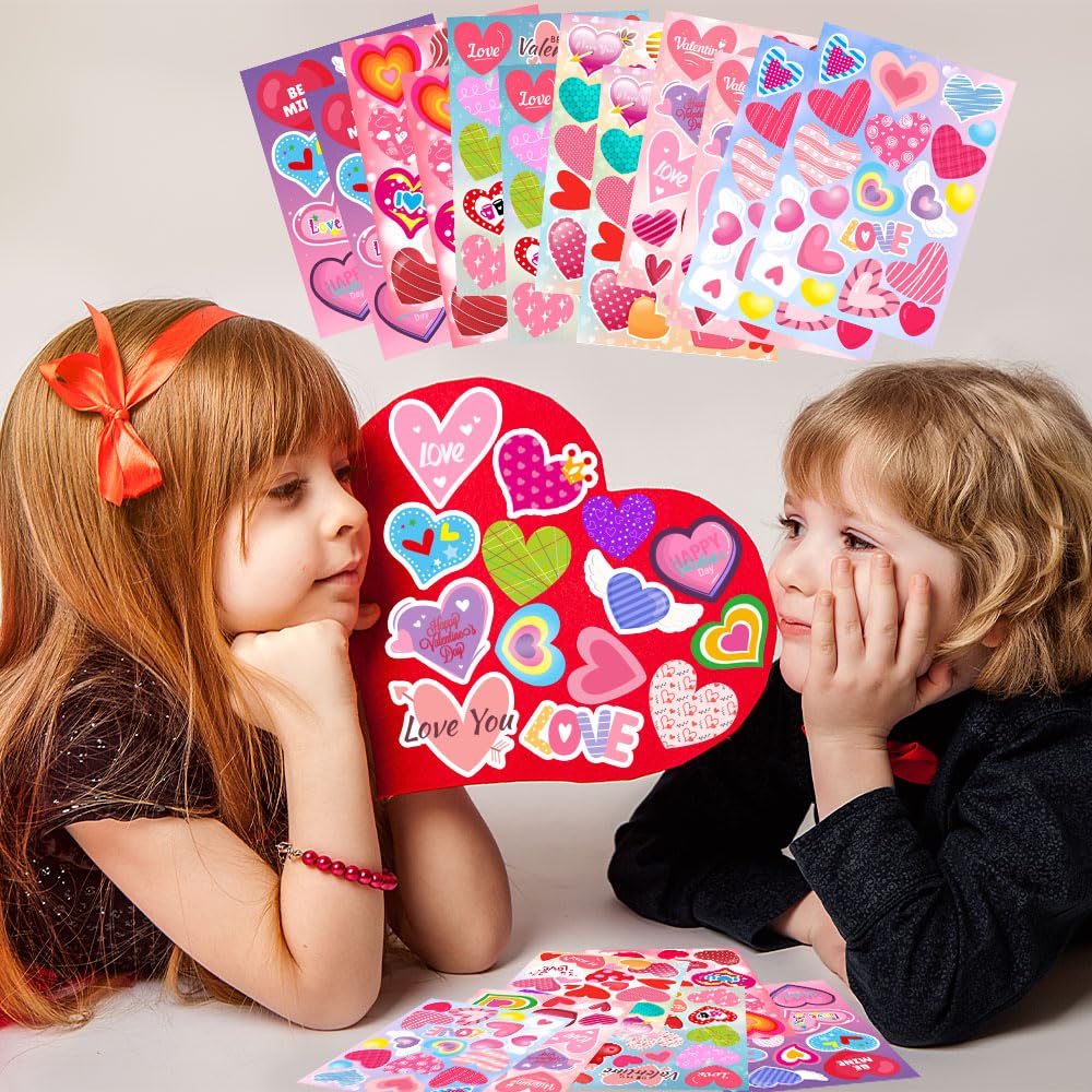 36 hojas de calcomanías para el día de San Valentín, calcomanías de corazón de San Valentín, calcomanías de amor para niños, tarjetas de manualidades, álbumes de recortes, regalos de fiesta, bodas, aniversarios