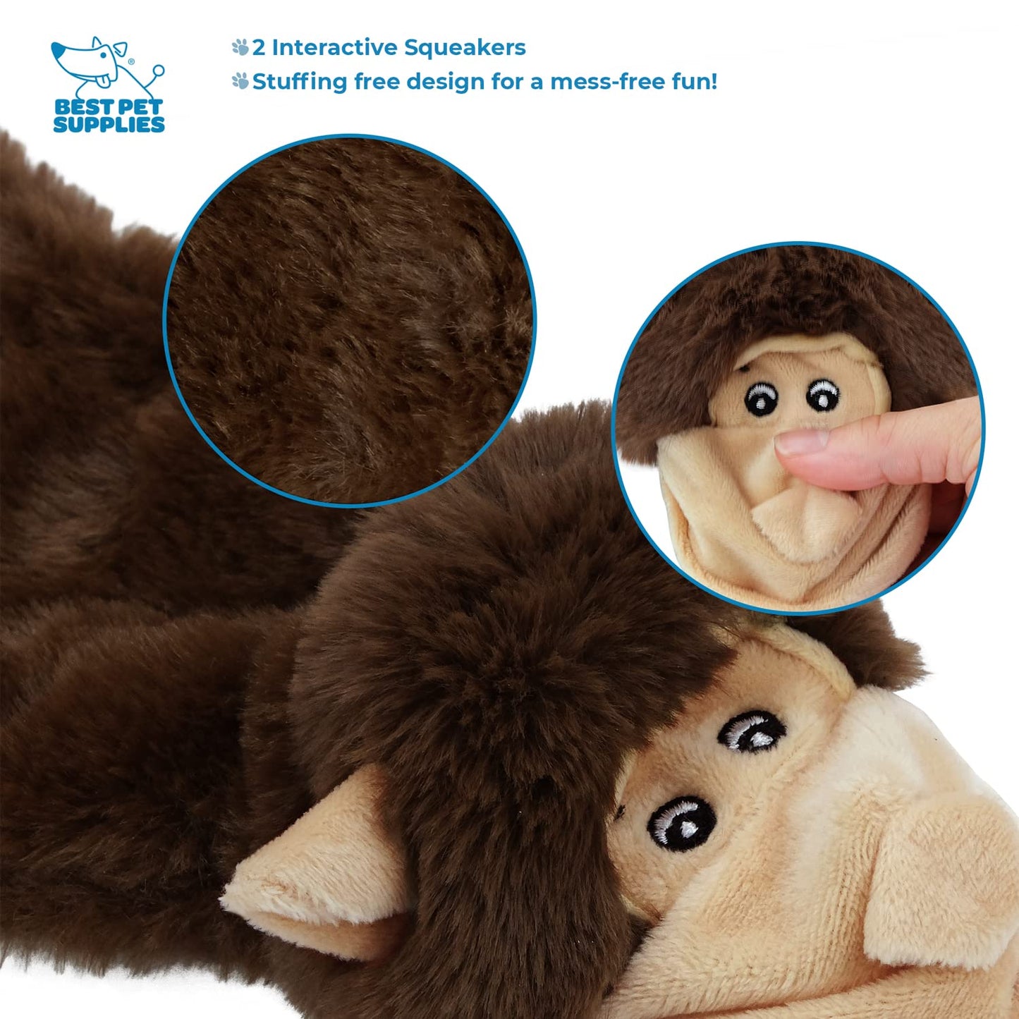Best Pet Supplies Juguetes chirriantes 2 en 1 para Perros con Tela Suave, Capacidad para una Botella de plástico, tamaño Mediano, (Liebre, Vaca, león, Overol, Ardilla)
