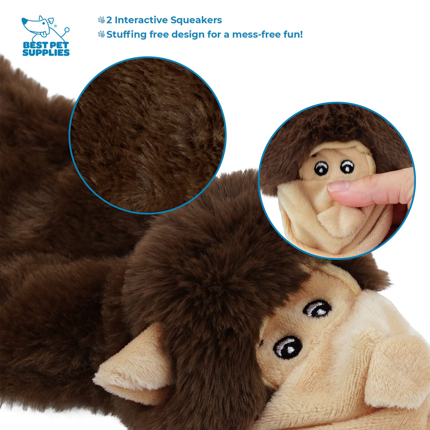 Best Pet Supplies Juguetes chirriantes 2 en 1 para Perros con Tela Suave, Capacidad para una Botella de plástico, tamaño Mediano, (Liebre, Vaca, león, Overol, Ardilla)
