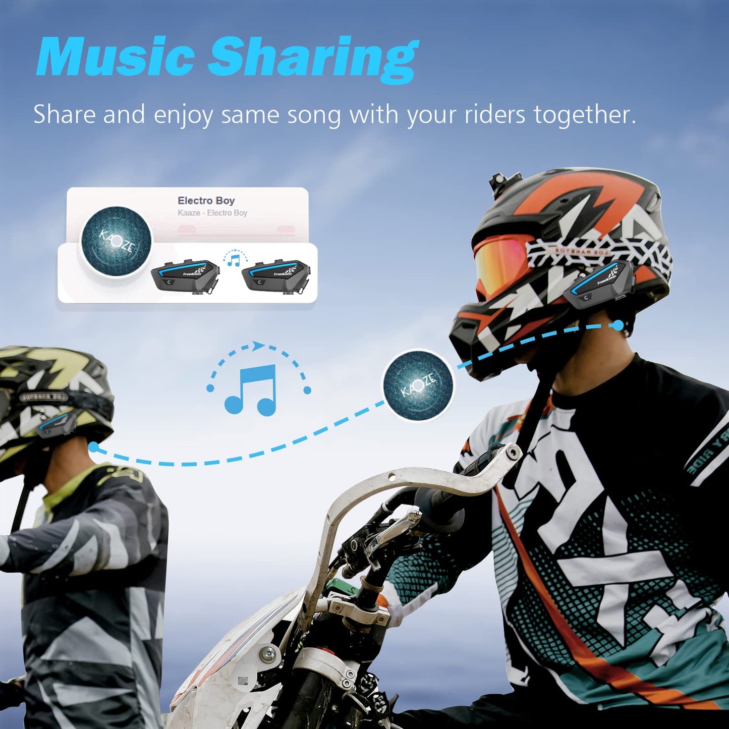 FreedConn - Juego de 2 auriculares Bluetooth para motocicleta con intercomunicador, IP67, impermeable, 1100 mAh (negro)