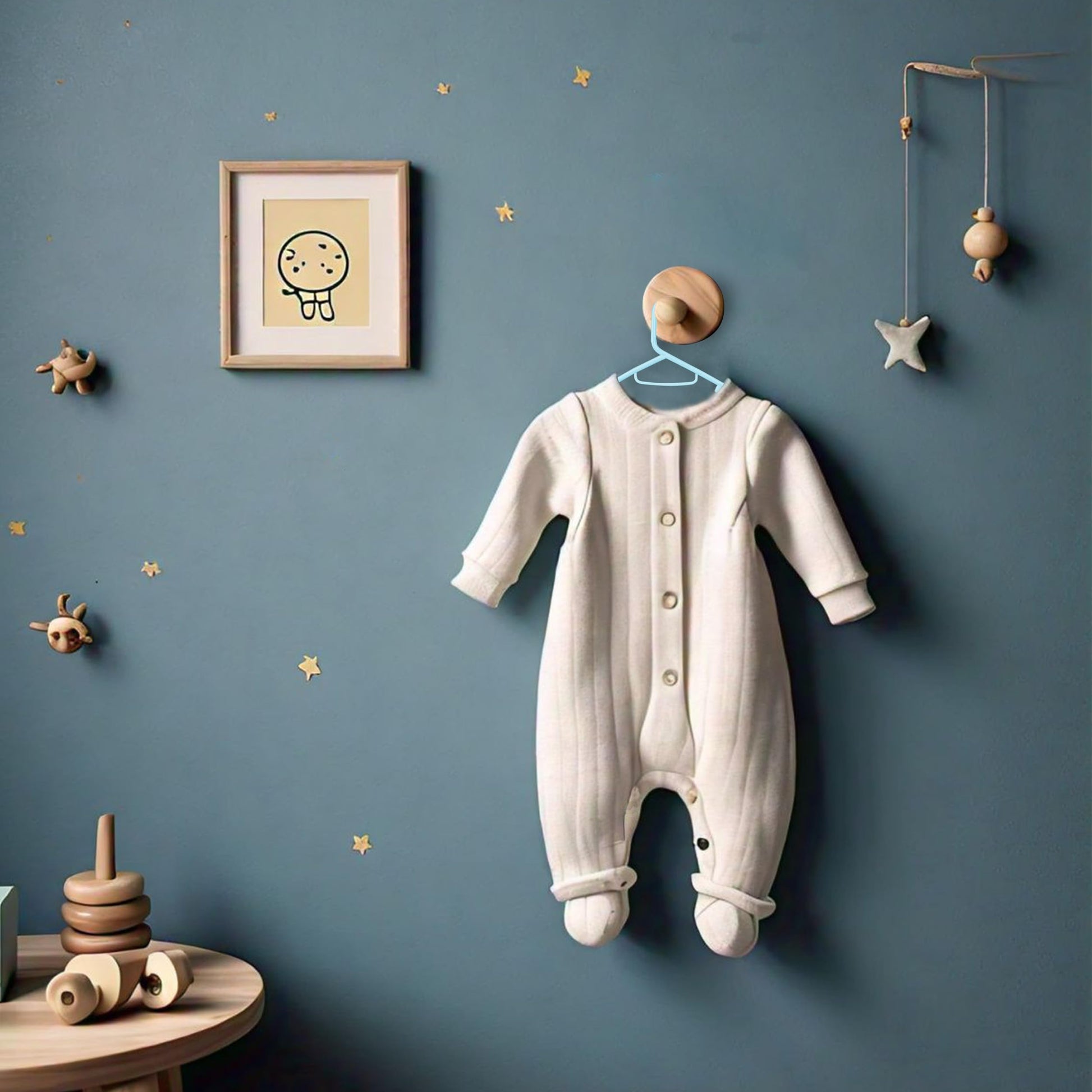 Atmos Homeware Ganchos para Ropa de Niños | Ganchos de Plástico Premium para Colgar Ropa de Niño, Niña y Bebé | Gruesos, Resistentes y Duraderos | Paquete de 20 Perchas para Ropa Infantil Color Azul