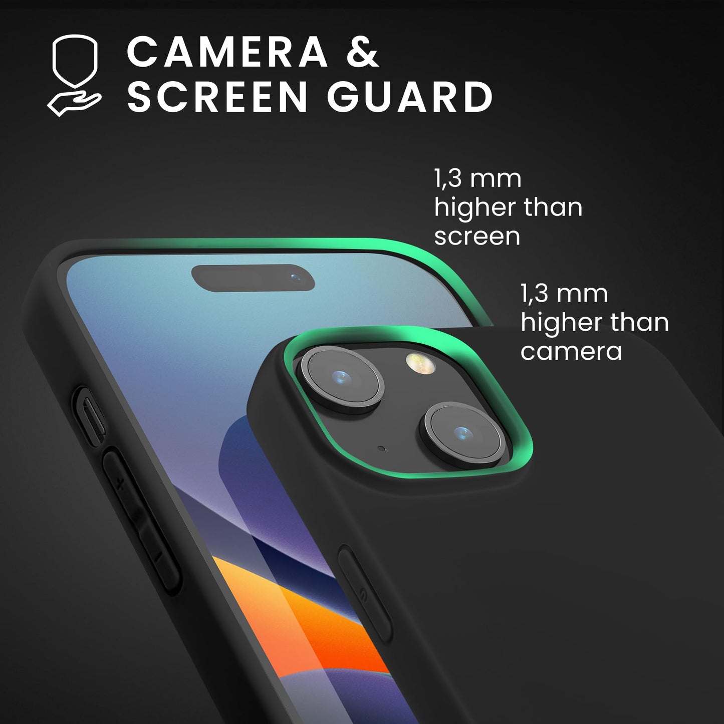 kwmobile Funda para iPhone 15 Plus Carcasa - Case de TPU y Silicona Ultrafino para Smartphone - Protector antigolpes con Bordes elevados para móvil - Negro Mate