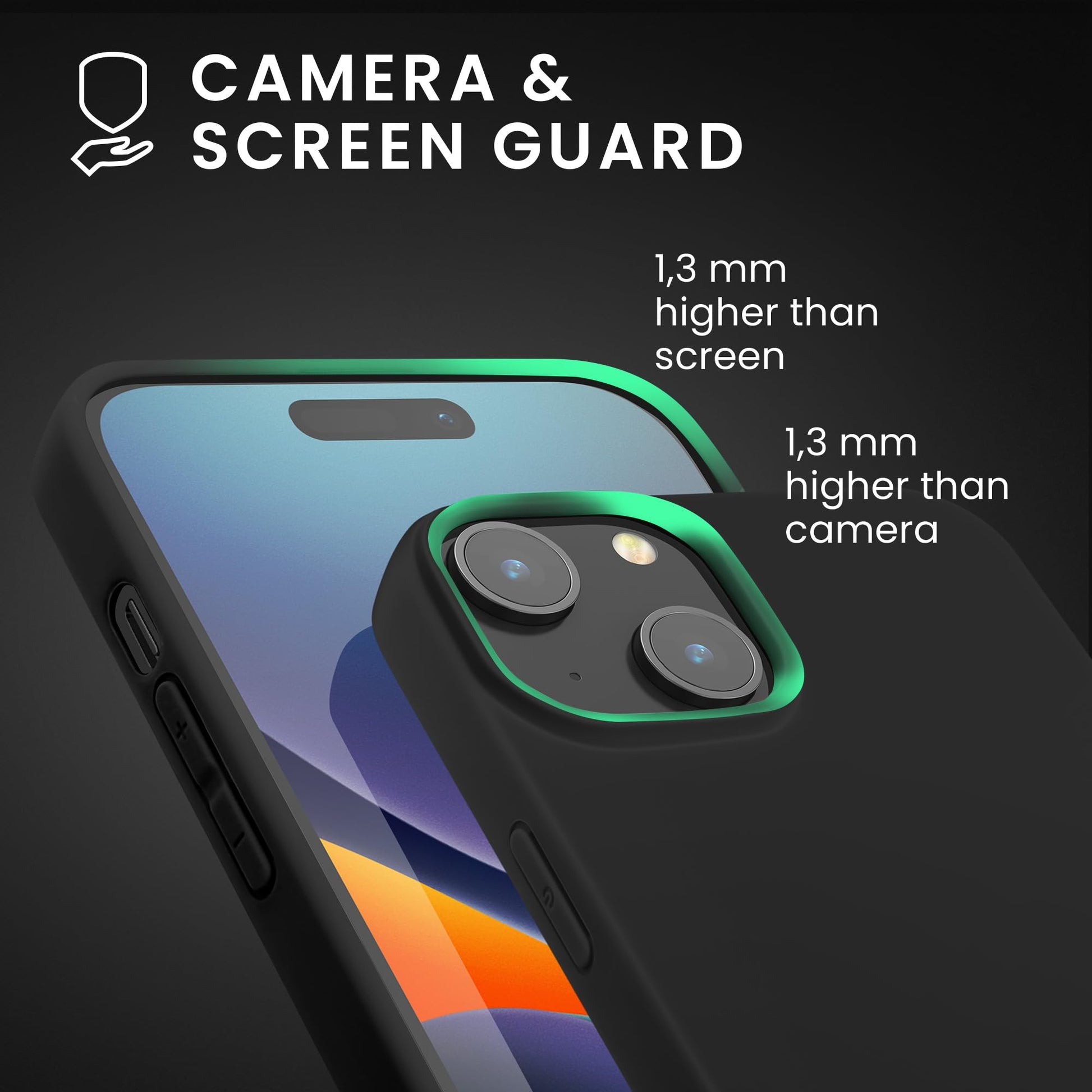 kwmobile Funda para iPhone 15 Plus Carcasa - Case de TPU y Silicona Ultrafino para Smartphone - Protector antigolpes con Bordes elevados para móvil - Negro Mate