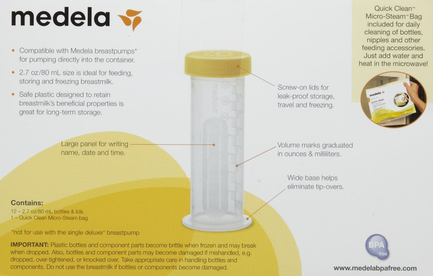 Pack de Congelación de Leche Materna Medela 2.7 oz 12 unidades