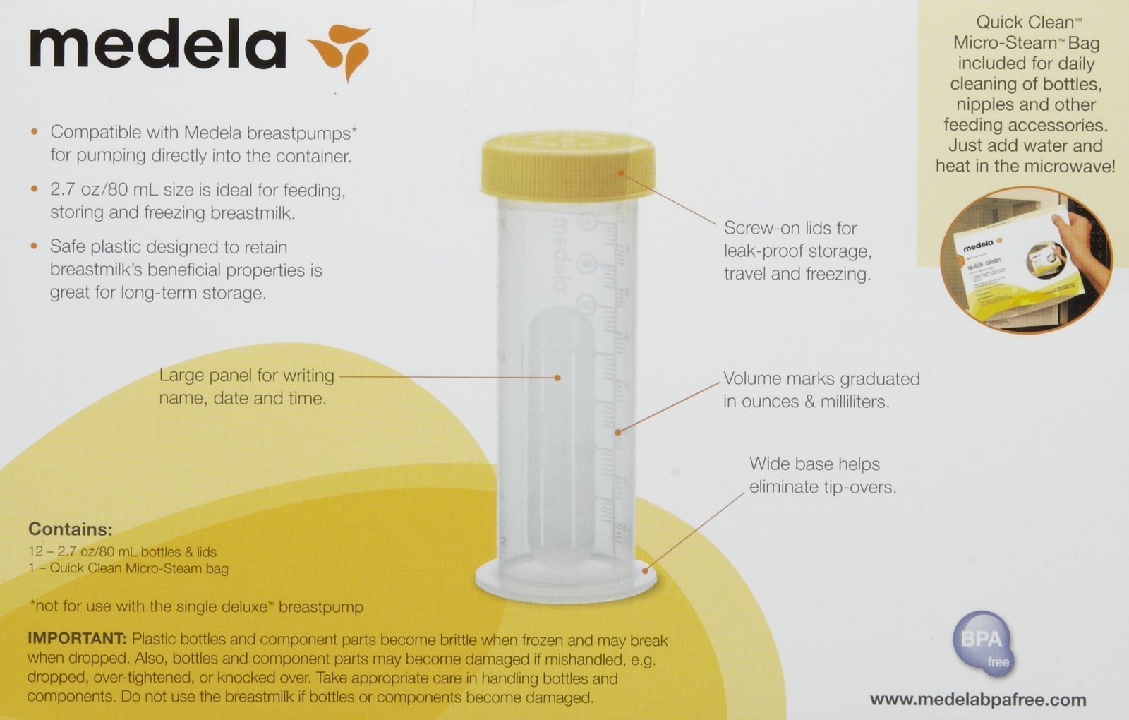 Pack de Congelación de Leche Materna Medela 2.7 oz 12 unidades