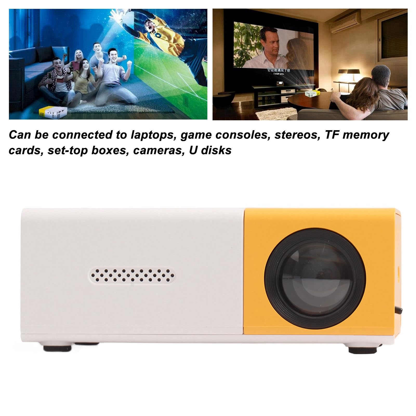 Mini de Video ciciglow Portátil con Altavoces Incorporados y Control Remoto para Exteriores y Hogar Inteligente Pantalla Grande 1920x1080