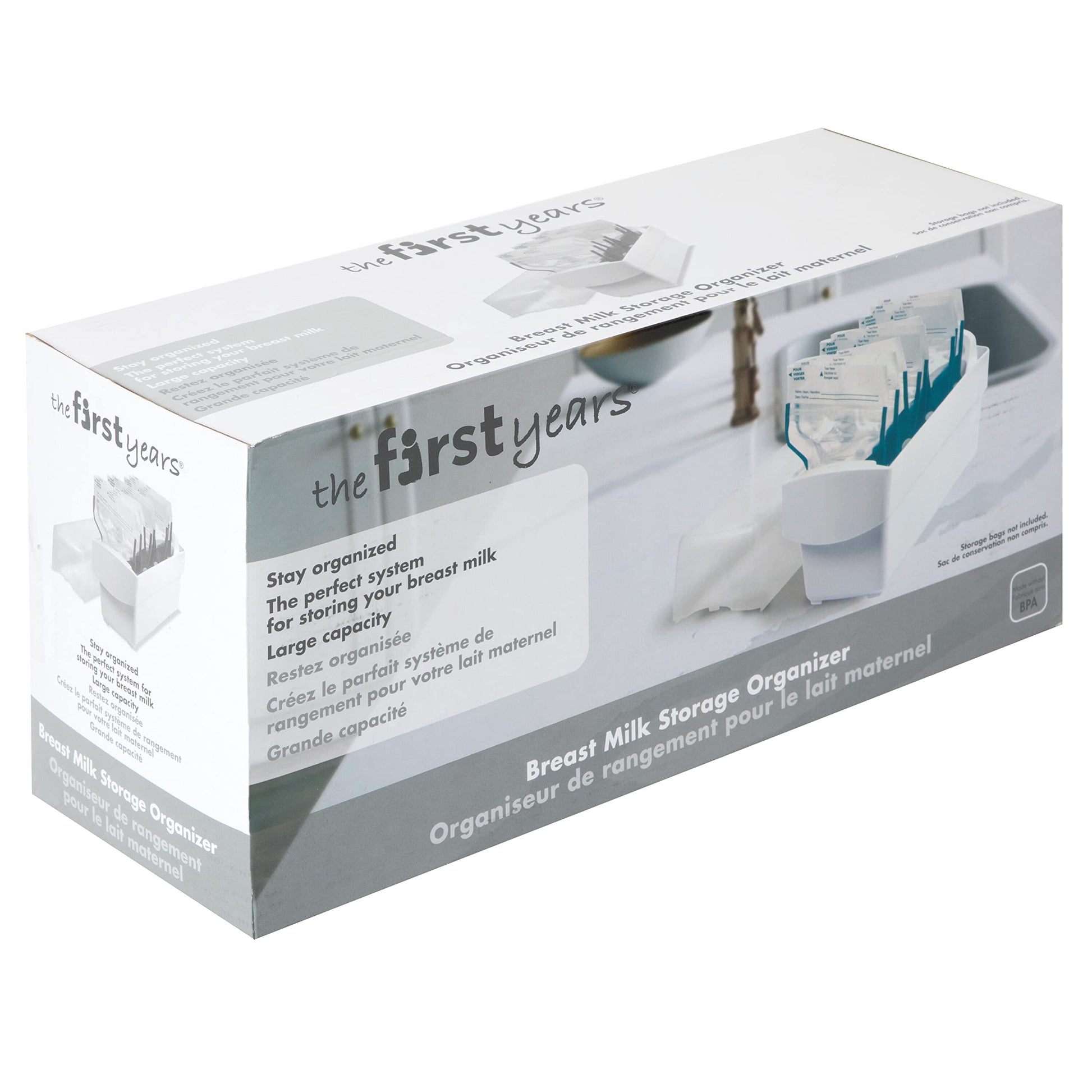 Organizador de Almacenamiento The First Years Blanco para Congelador de Leche Materna, Capacidad para 10 Bolsas, Esencial para Lactancia Materna