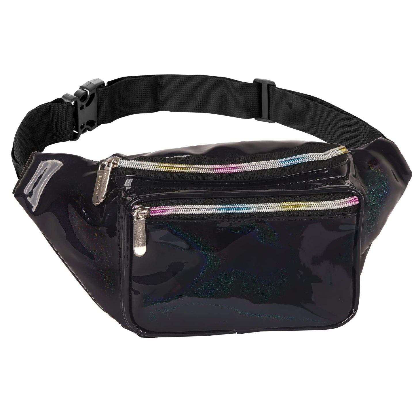 Riñonera Impermeable Purpurina Negra Manos Libres Grande para Senderismo Correr y Viajar para Hombre o Mujer