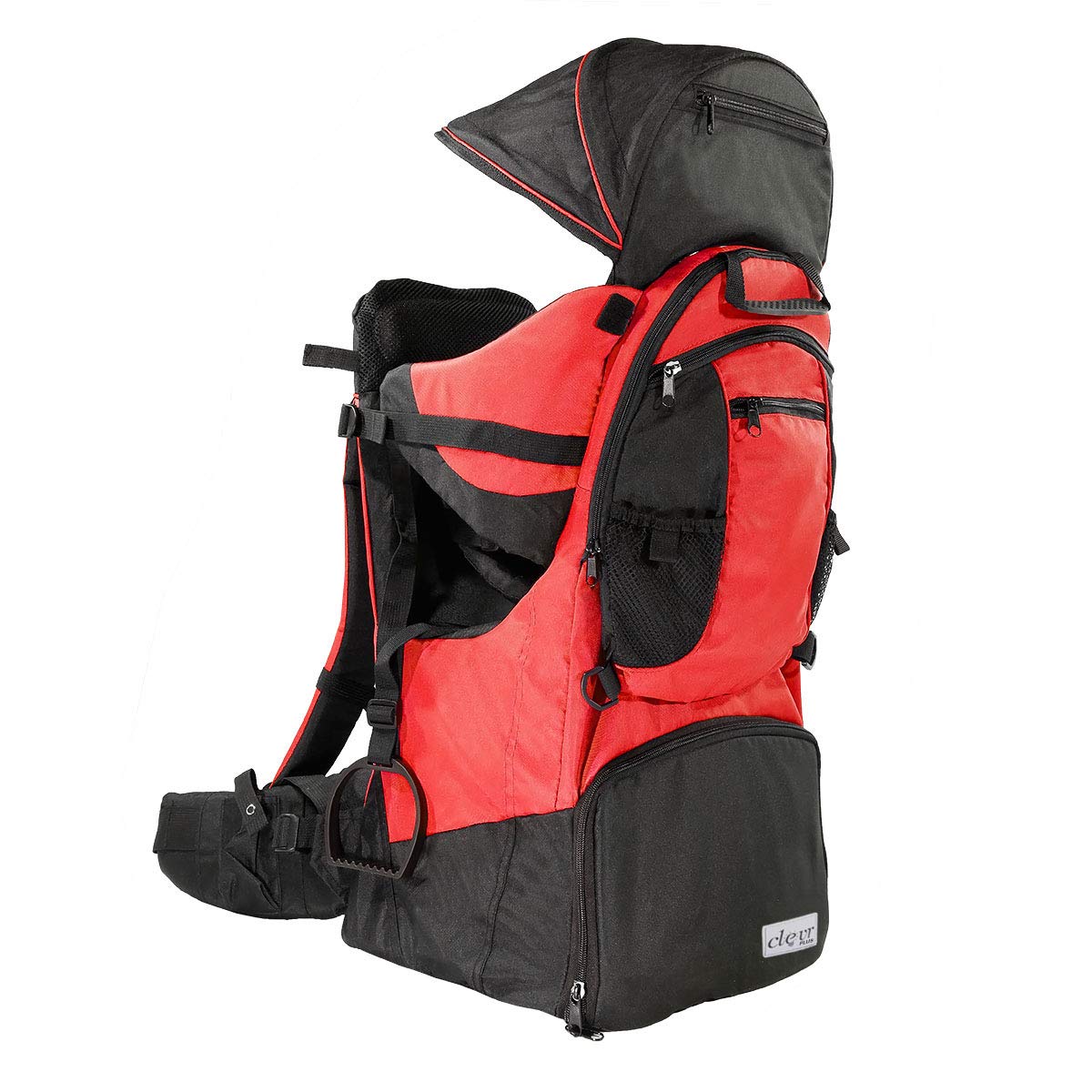 Clevr - Mochila Ligera Excursionismo de Lujo Para Bebé Niño Con Visera de Parasol, Roja