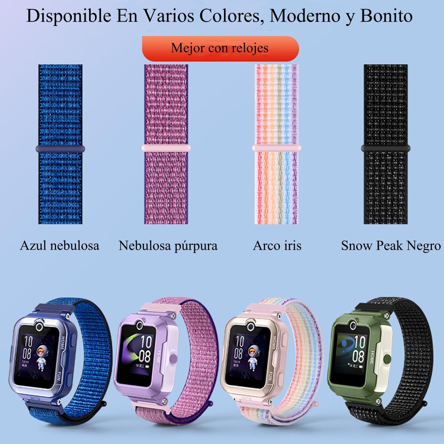 Correa ZHIKE Nebulosa Violeta y Siete Arco Iris Extensible para Huawei Watch Kids 4 Pro