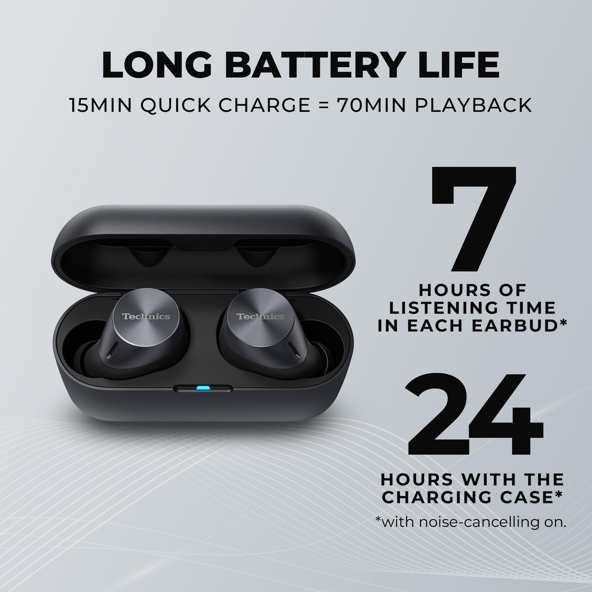 Technics Audífonos de inserción inalámbricos con Advanced Noise Cancelling, audífonos con Bluetooth de Alta fidelidad, conectividad Multipunto, Gran Calidad de Llamada con JustMyVoice - EAH-AZ60-K