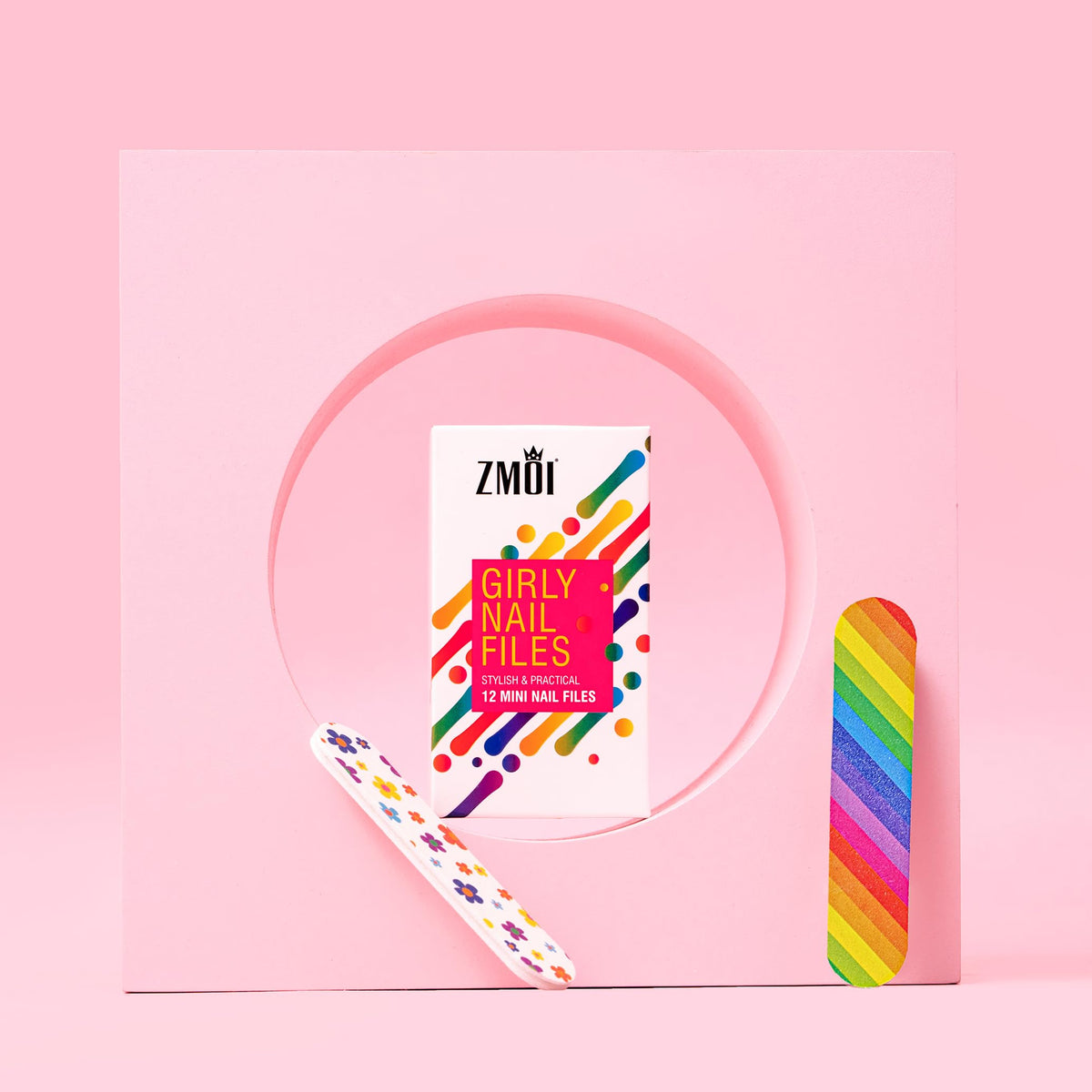 ZMOI - Lima de uñas para niña, mini (1 DOZEN), multicolor, esmeril