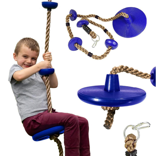 Kzings Columpio De Disco con Cuerda, Juego de Cuerda de Escalada y Asiento De Balancín, con Correa Colgar y Ganchos A Presión, para Parque, Infantil, Patioal