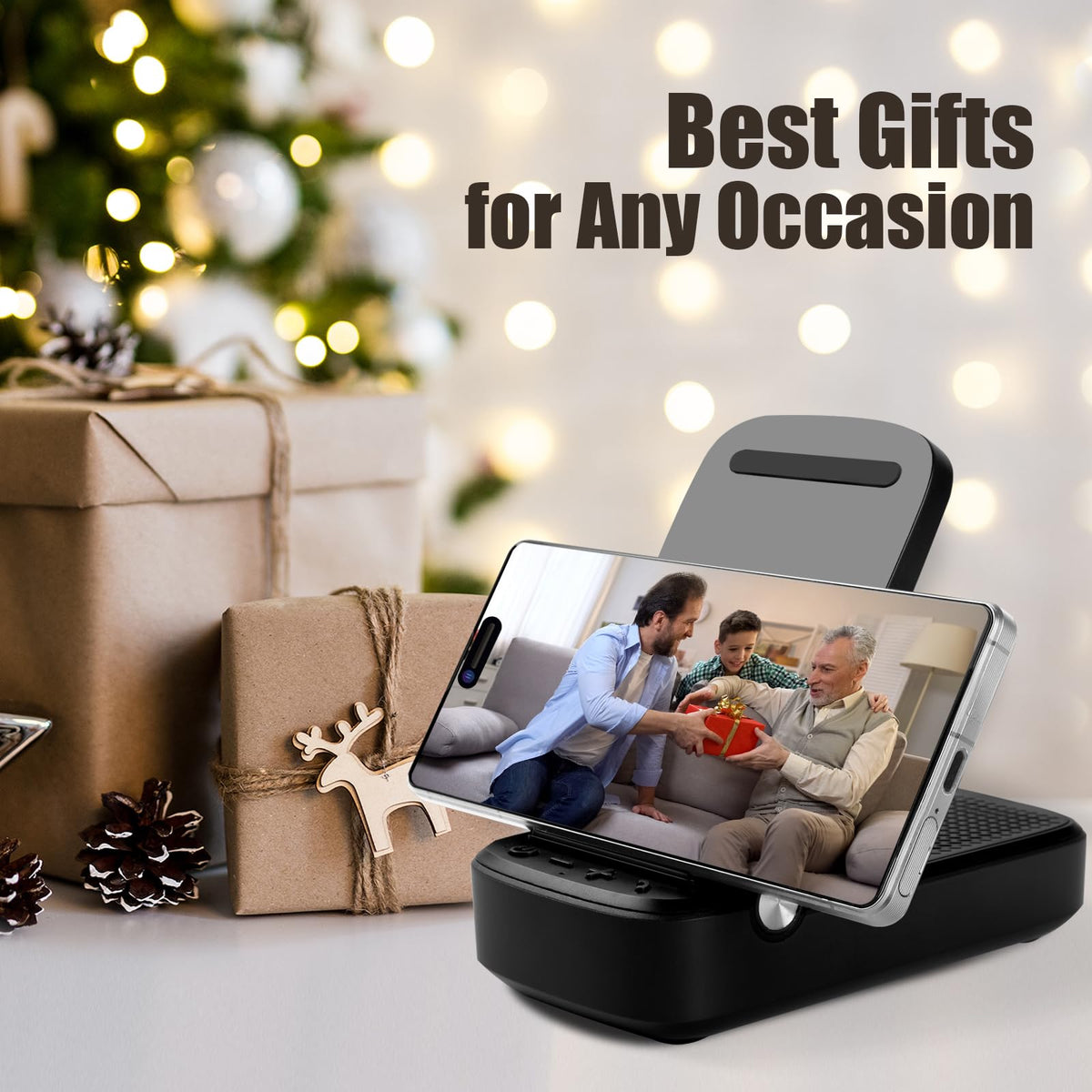 Soporte de Teléfono con Altavoz Bluetooth Inalámbrico HD para el Hogar con Base Antideslizante para Hombre