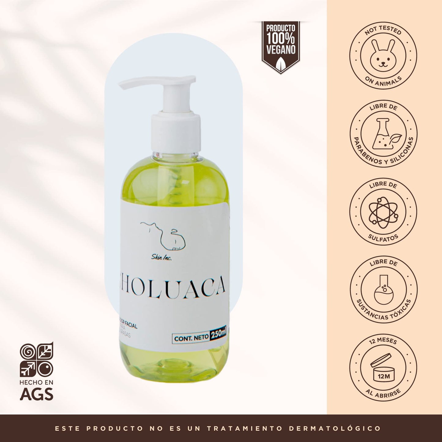 Skin Inc | Choluaca Limpiador Facial Jabón Liquido para Rostro Piel Grasa 250 ml