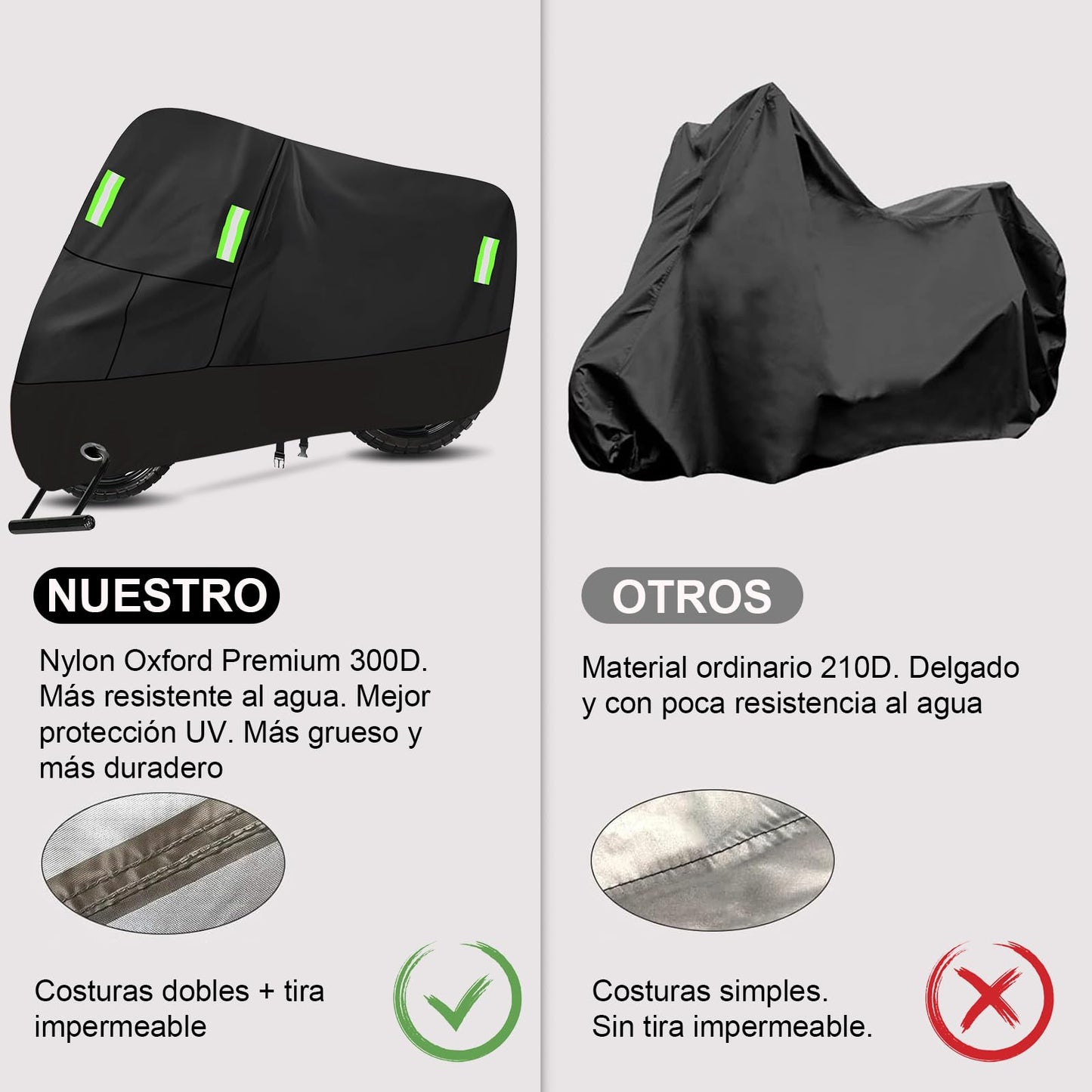 Funda Cubierta Impermeable para Motocicletas, con Tiras Reflectantes y Orificios para Cerradura, Protege contra El Polvo, La Lluvia y La Resina, para Motocicletas como Honda, Yamaha, Suzuki, Harley