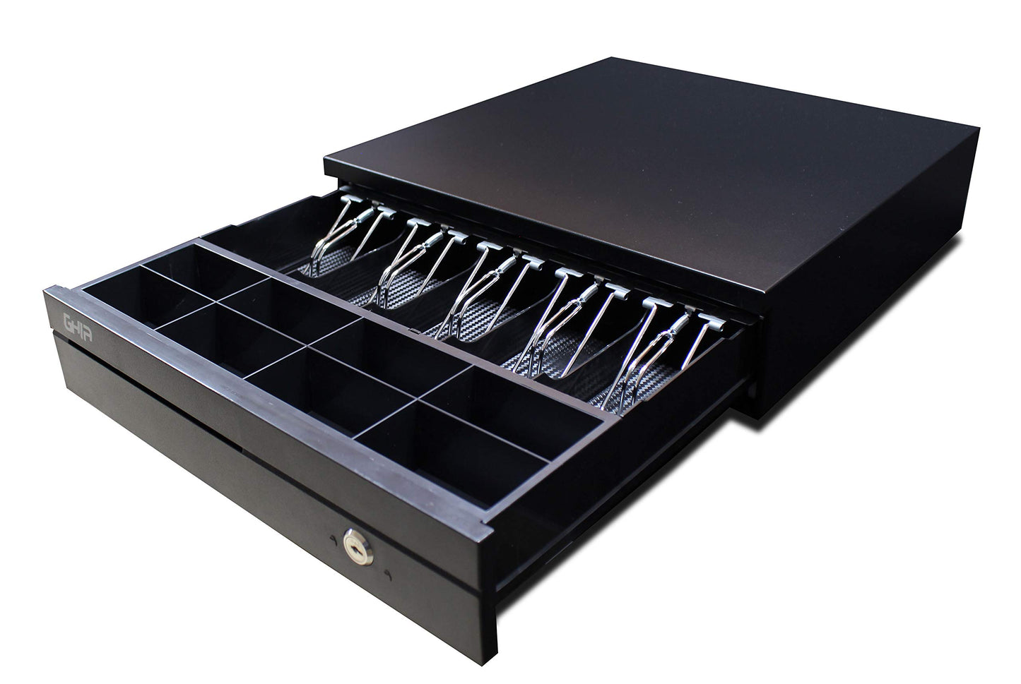 GHIA GCD581 Cajon de Dinero Negro Compartimientos 5 Billetes/ 8 Monedas,