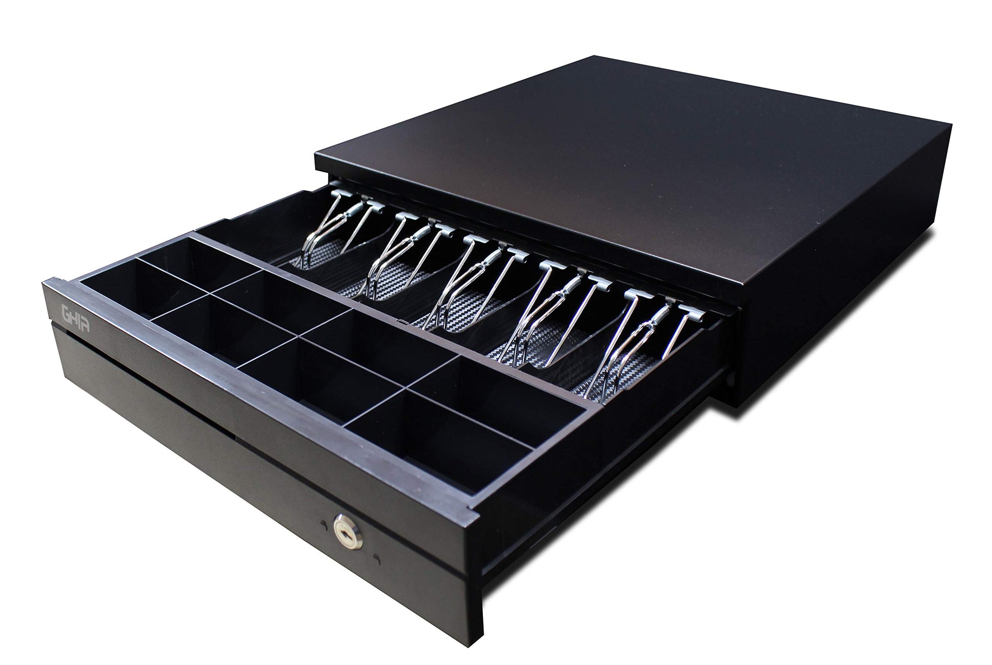 GHIA GCD581 Cajon de Dinero Negro Compartimientos 5 Billetes/ 8 Monedas,