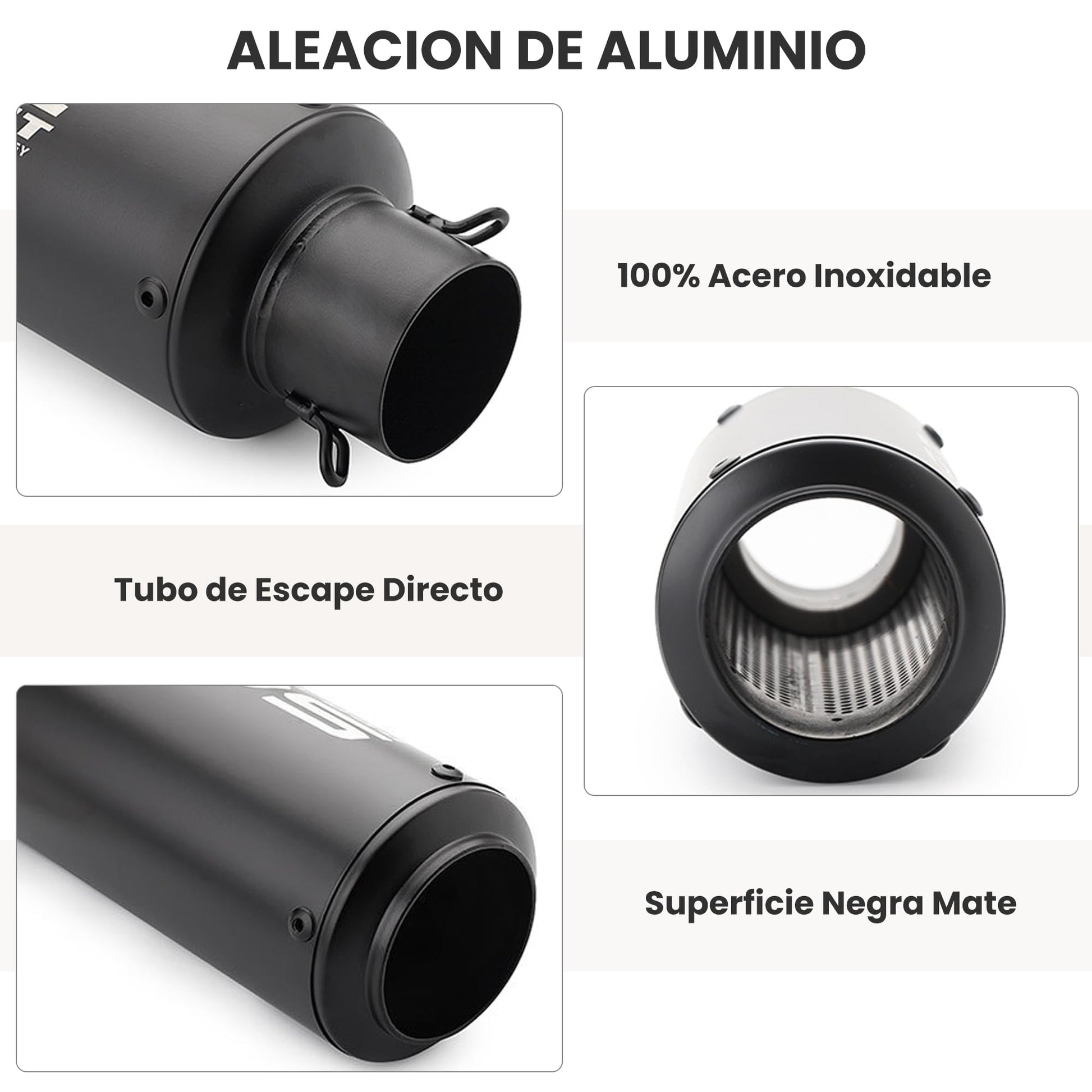 ANMIEN Escape para Moto - Escape para Motocicleta 38-51mm Universal con Silenciador, Tubo Redondo Negro Escape de Moto Deportivo para ATV, AN-YK-HS
