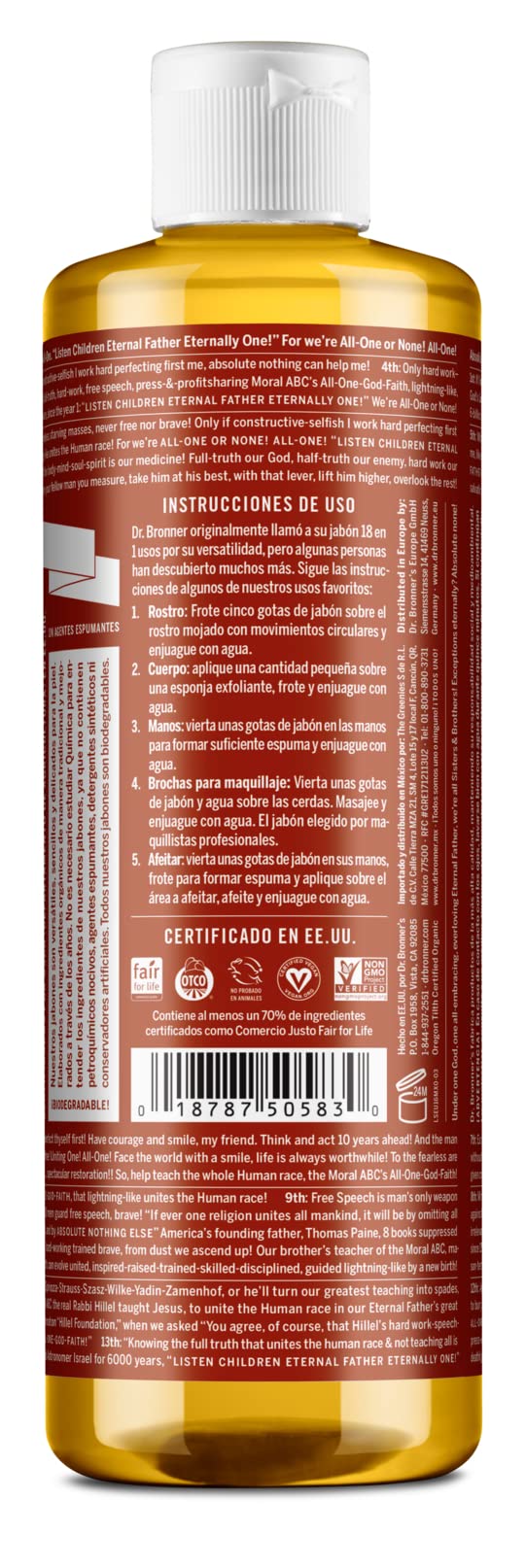 Dr. Bronner's | Jabón de castilla orgánico, ayuda a remover células muertas y descongestionar vías respiratorias - con aceite esencial de Eucalipto 473 ml