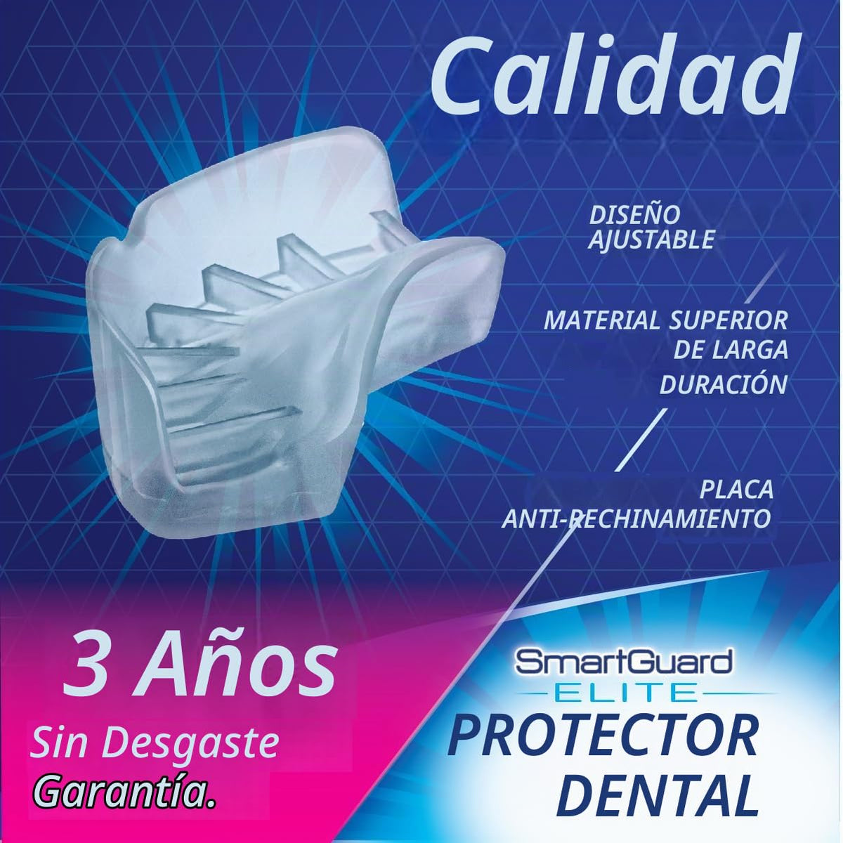 Protector Bucal Nocturno SMARTGUARD ELITE Transparente Anti Rechinamiento Dental clínico para Alivio de Síntomas