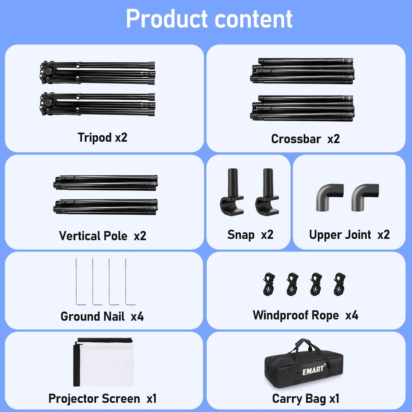 EMART-visualización y Soporte para proyector portátil de-120 Pulgadas