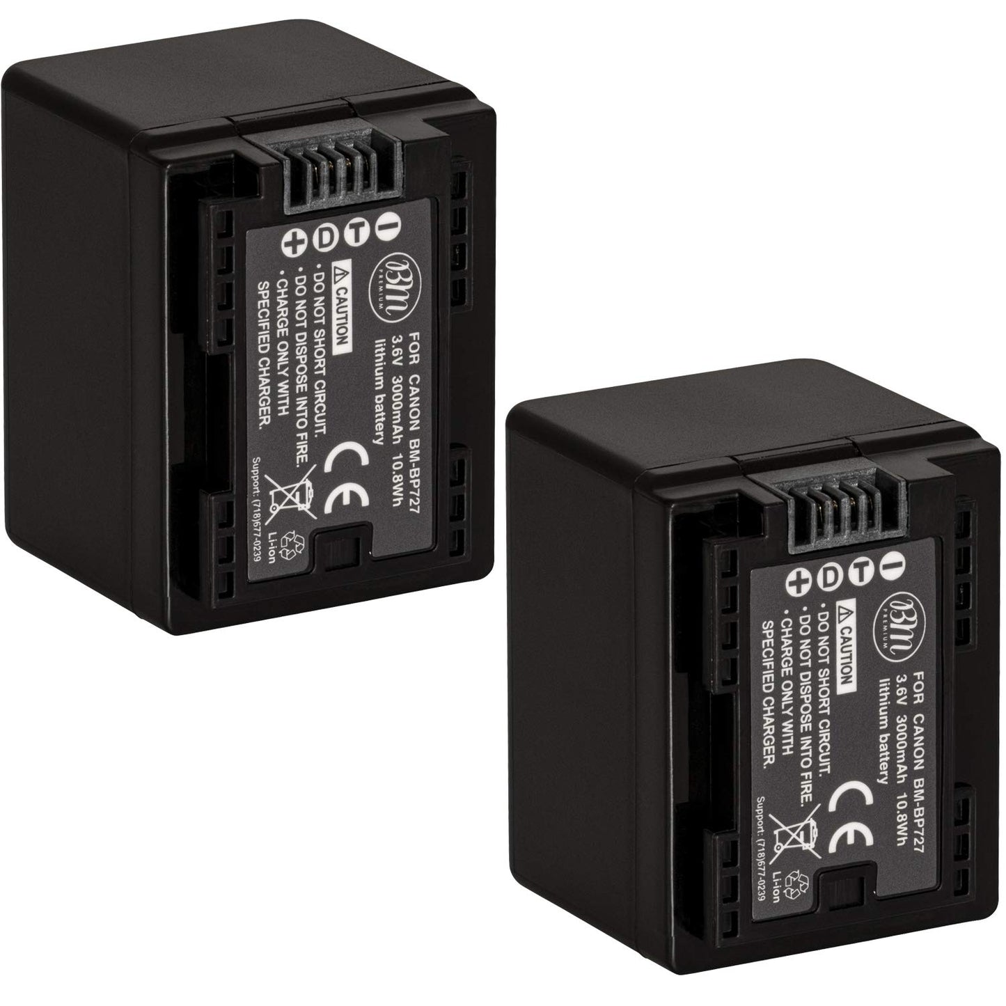 Bm Premium totalmente decodificada Pack de 2 baterías BP-727 para Canon VIXIA Hfm50, HFM52, Hfm500, Hfr30, Hfr32, Hfr300, Hfr40, Hfr42, Hfr400, Hfr50, Hfr52, Hfr500, hfr60, hfr62, hfr600, HF R70, HF R72, HF R700 videocámara