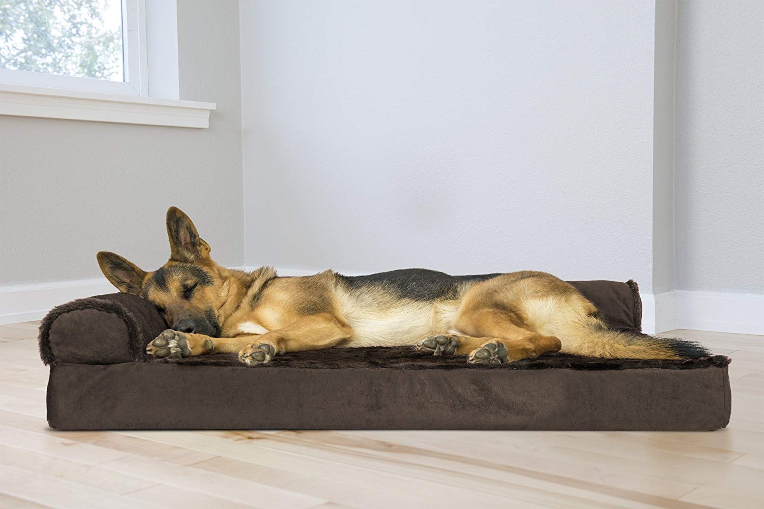 Furhaven - Sofá diván ortopédico de lujo para perros y gatos, marrón sable