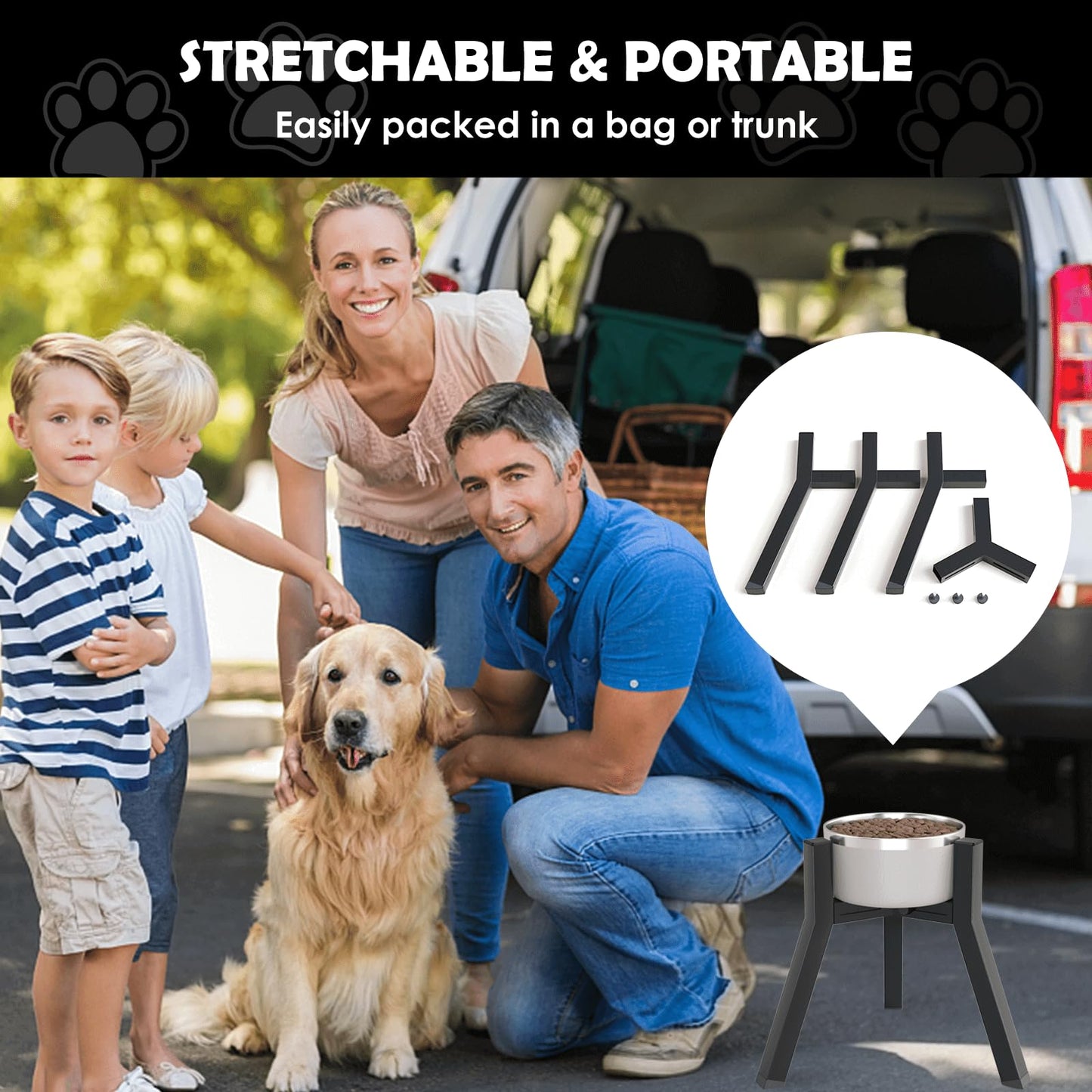 Tazón Elevado para Perros Grandes con Soporte Ajustable de 7 a 10.6 Pulgadas de Alto 11 Pulgadas